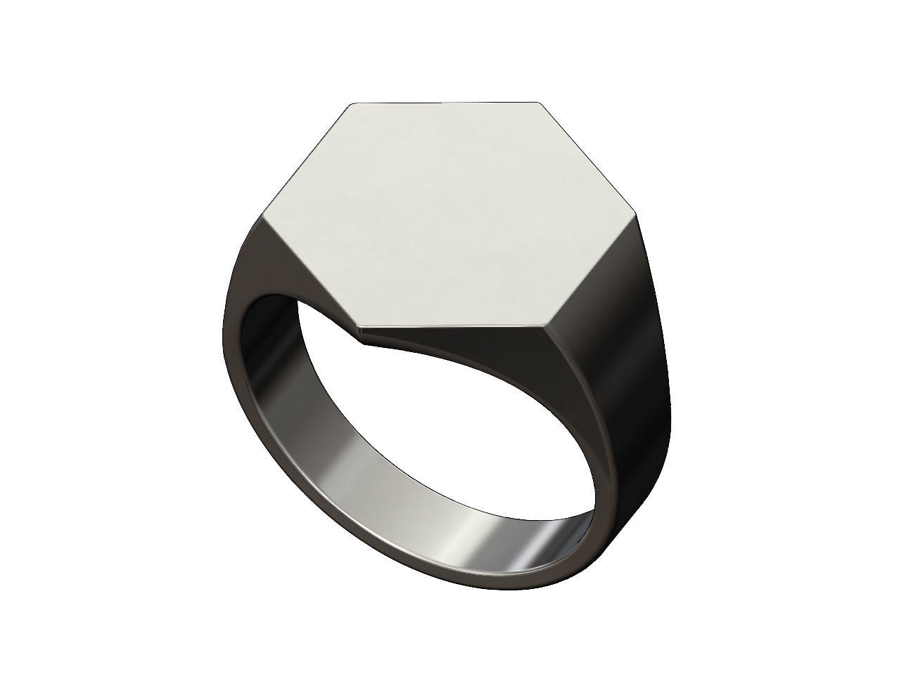 Large Engravble hexagonal signet ring US size 6to13 3D print model_9