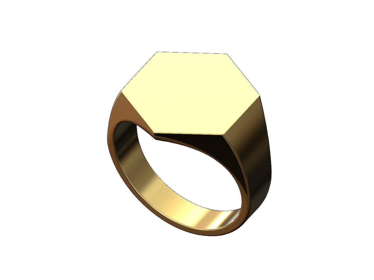 Large Engravble hexagonal signet ring US size 6to13 3D print model_2