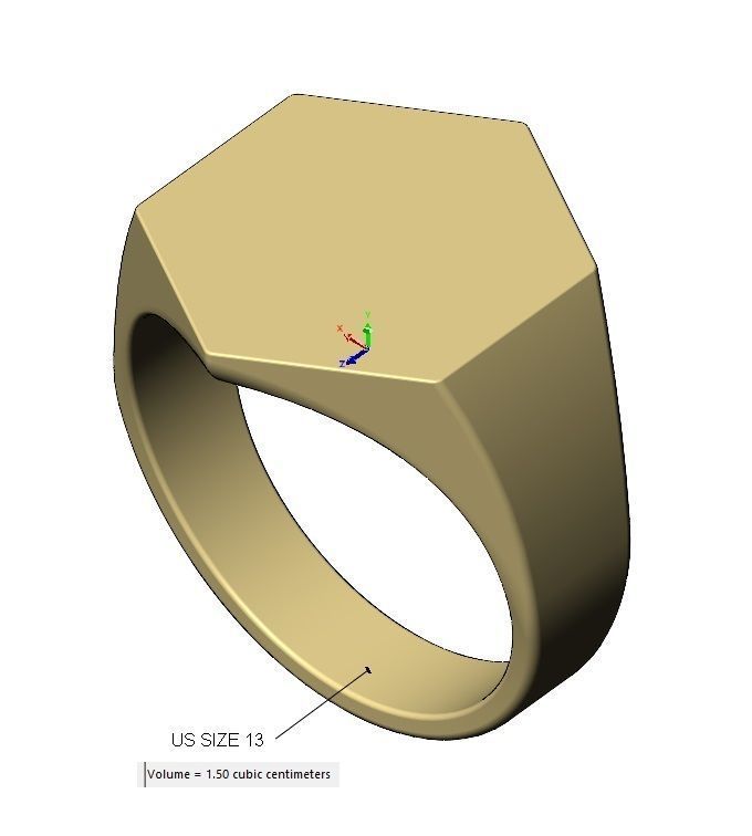 Large Engravble hexagonal signet ring US size 6to13 3D print model_11