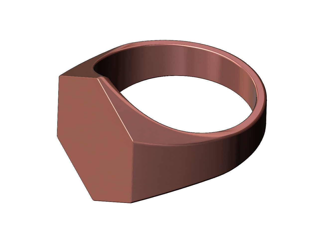 Large Engravble hexagonal signet ring US size 6to13 3D print model_10