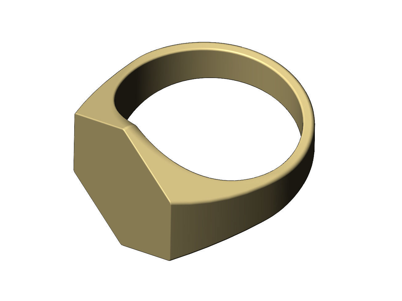 Large Engravble hexagonal signet ring US size 6to13 3D print model_7