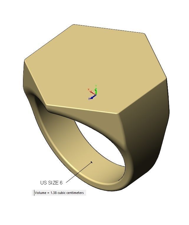 Large Engravble hexagonal signet ring US size 6to13 3D print model_12