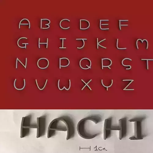 HACHI uppercase and lowercase 3D Letters STL FILE 3D print model
