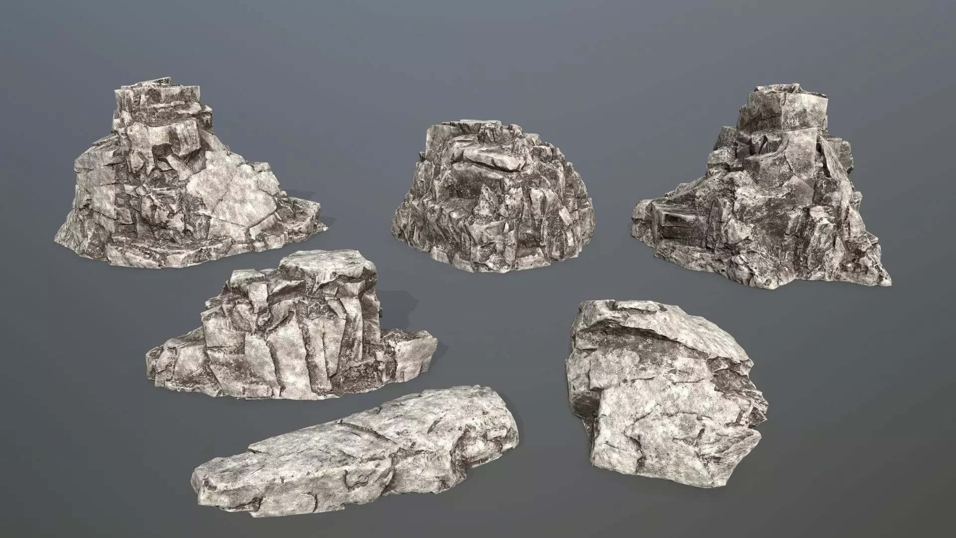 Rock Set Low-poly 3D model_0
