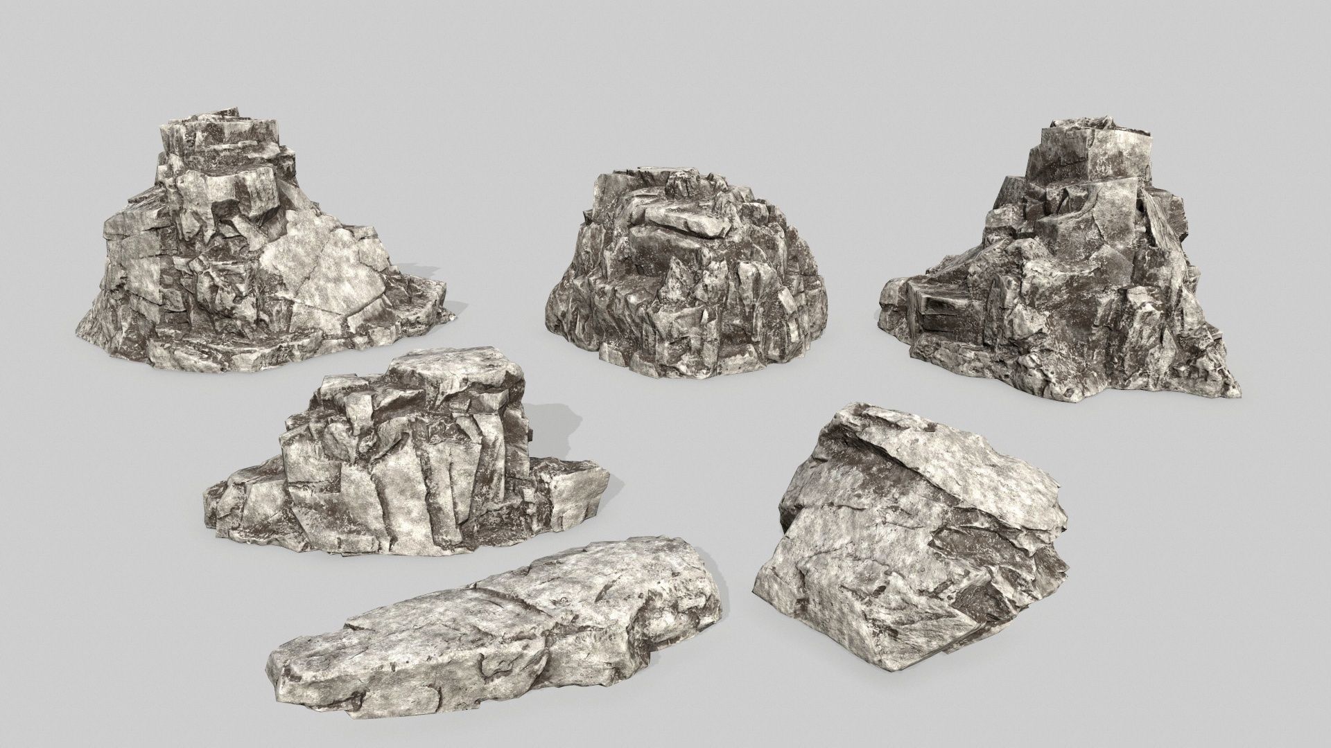 Rock Set Low-poly 3D model_1