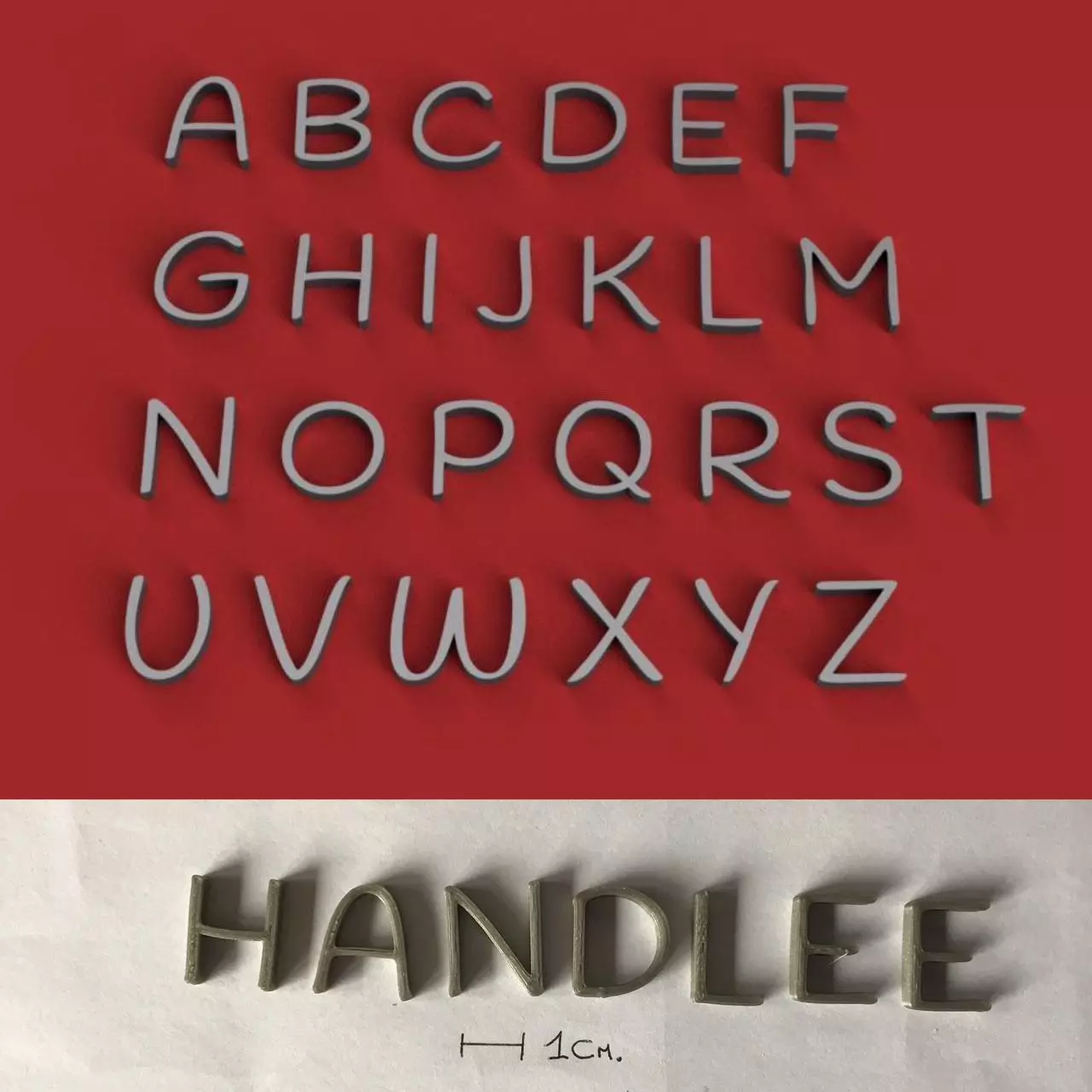 HANDLEE uppercase and lowercase 3D Letters STL FILE 3D print model