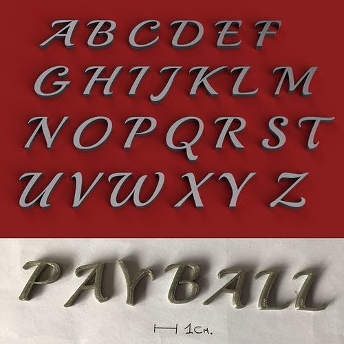 PLAYBALL uppercase and lowercase 3D Letters STL FILE 3D print model