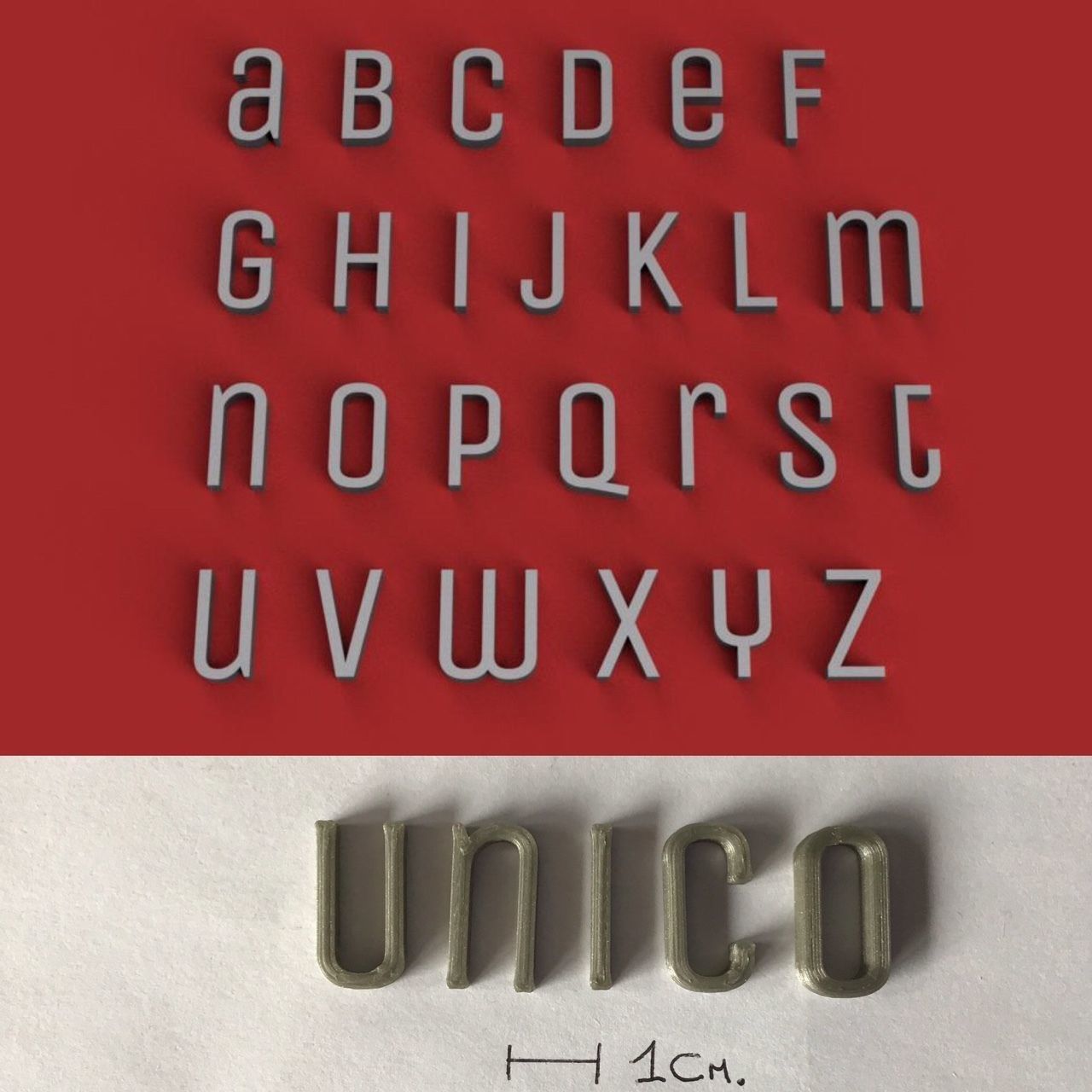 UNICO uppercase and lowercase 3D Letters STL FILE 3D print model_1