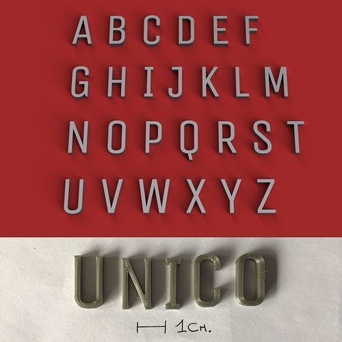 UNICO uppercase and lowercase 3D Letters STL FILE 3D print model