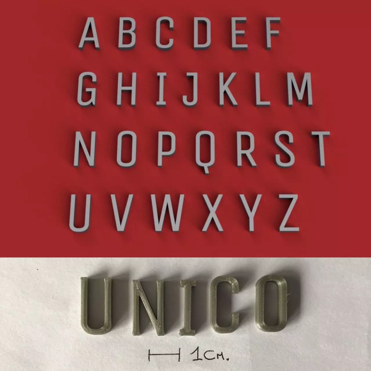 UNICO uppercase and lowercase 3D Letters STL FILE 3D print model_0