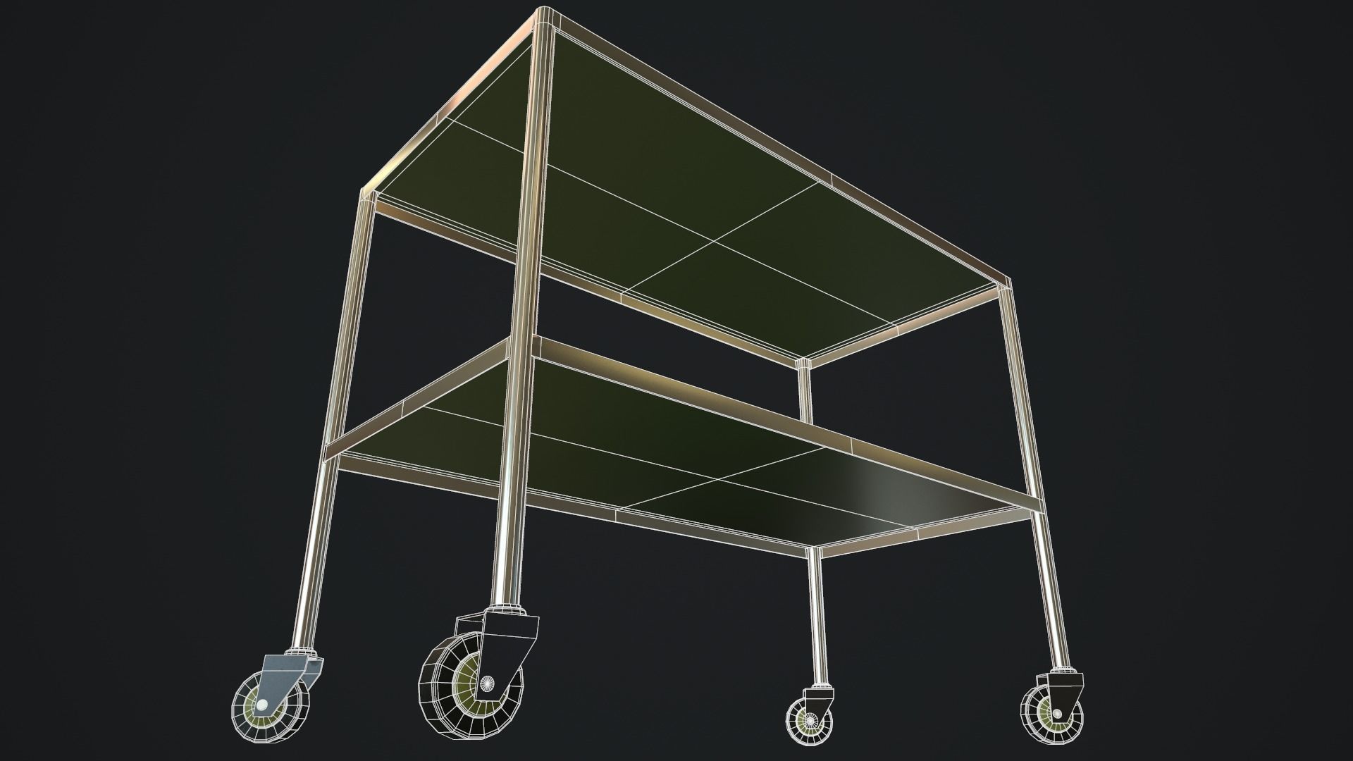 Medical trolley Low-poly 3D model_10