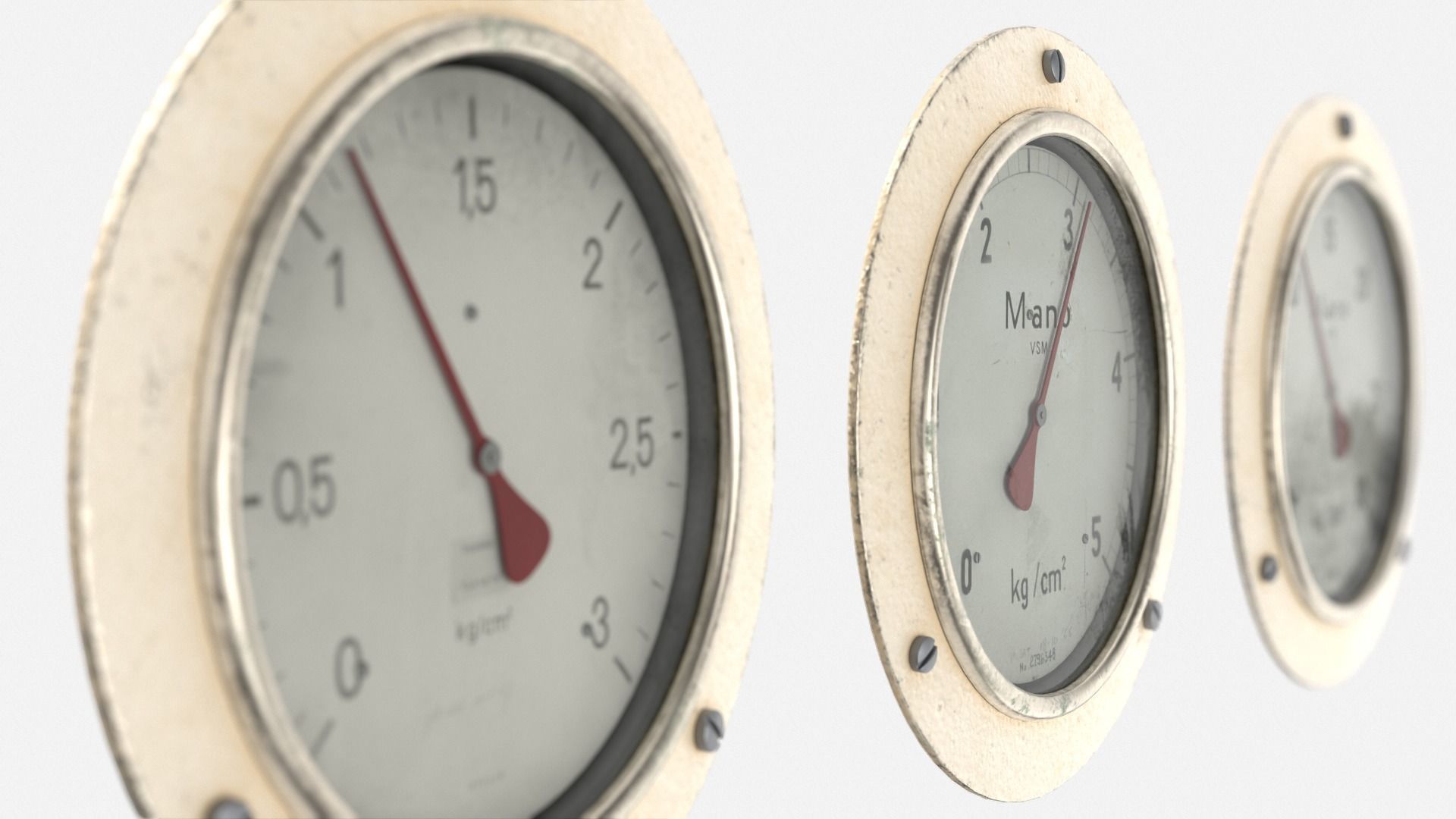 Gauges bundle Low-poly 3D model_6
