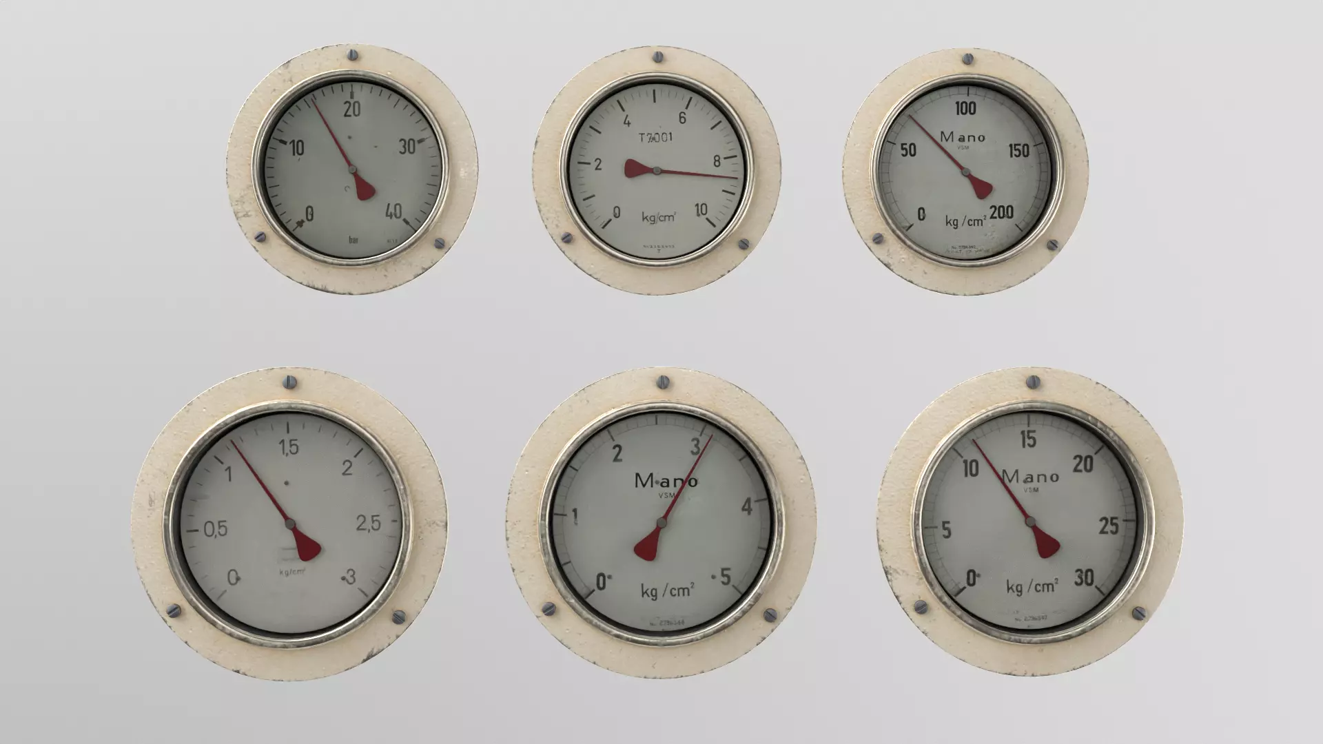 Gauges bundle Low-poly 3D model_0