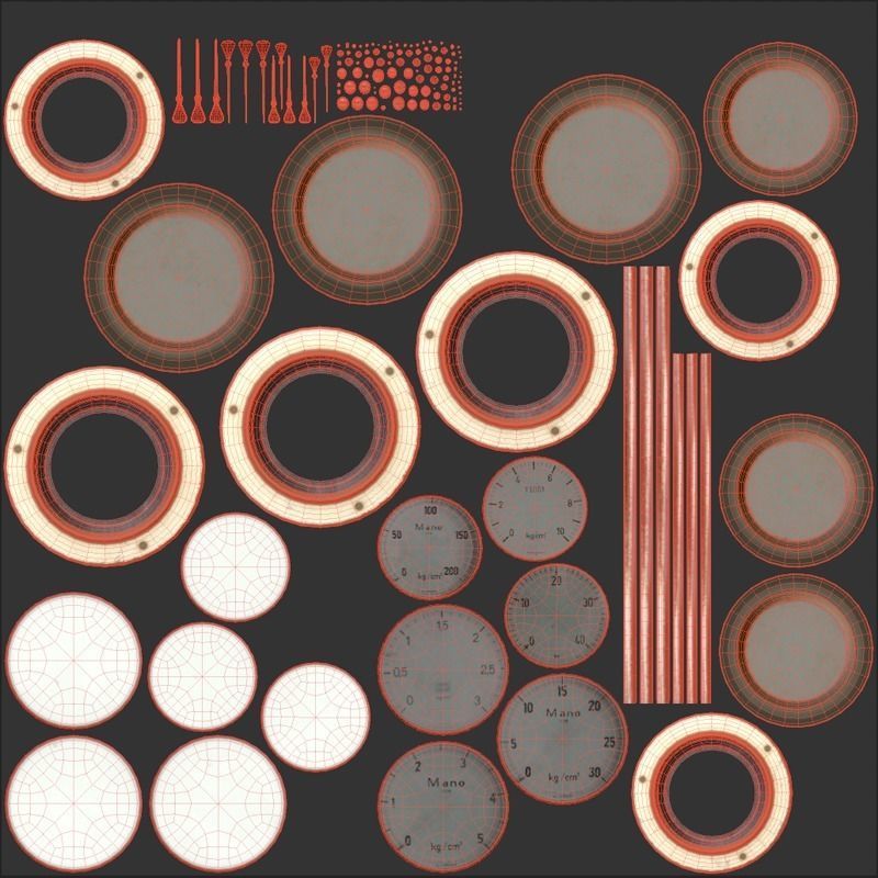 Gauges bundle Low-poly 3D model_12