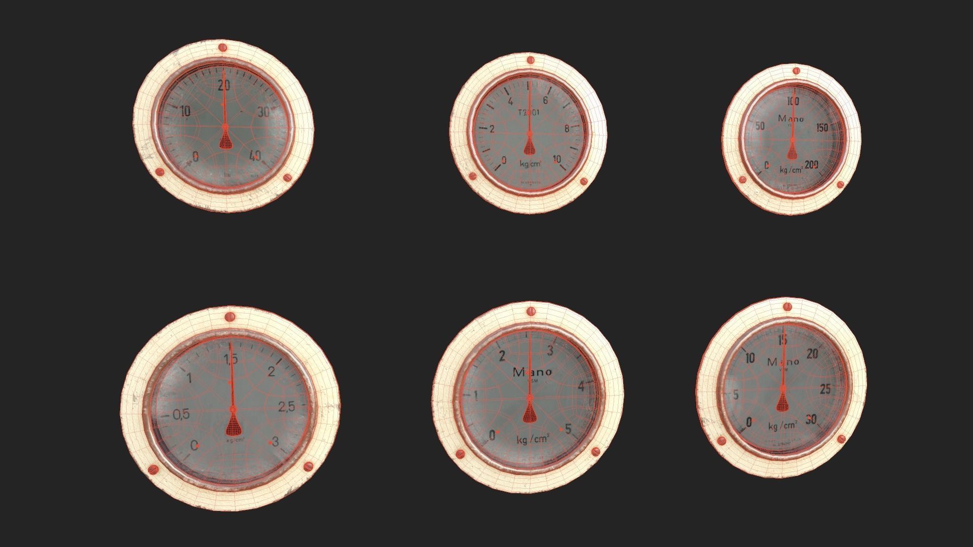 Gauges bundle Low-poly 3D model_13