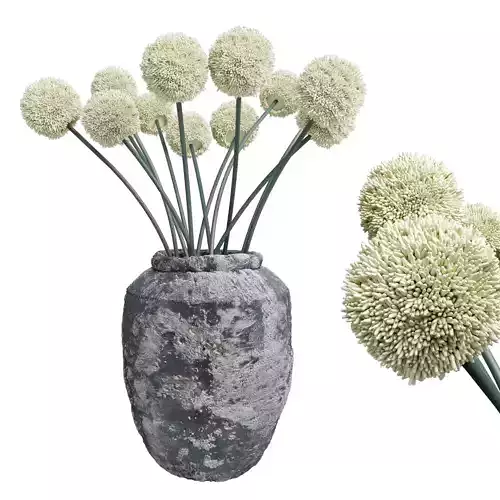 White Handmade Flowers Allium Vase