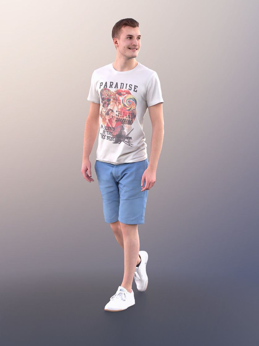 Justin 10260 - Young Man In Summer Outfit Walking 3D model_2
