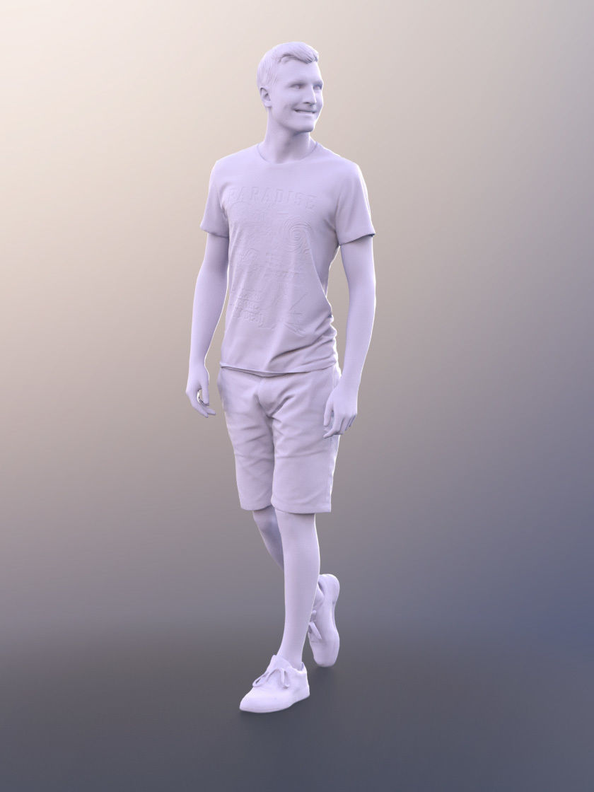 Justin 10260 - Young Man In Summer Outfit Walking 3D model_4
