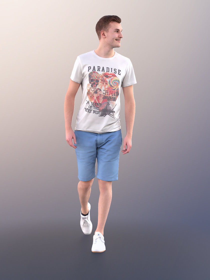 Justin 10260 - Young Man In Summer Outfit Walking 3D model_3