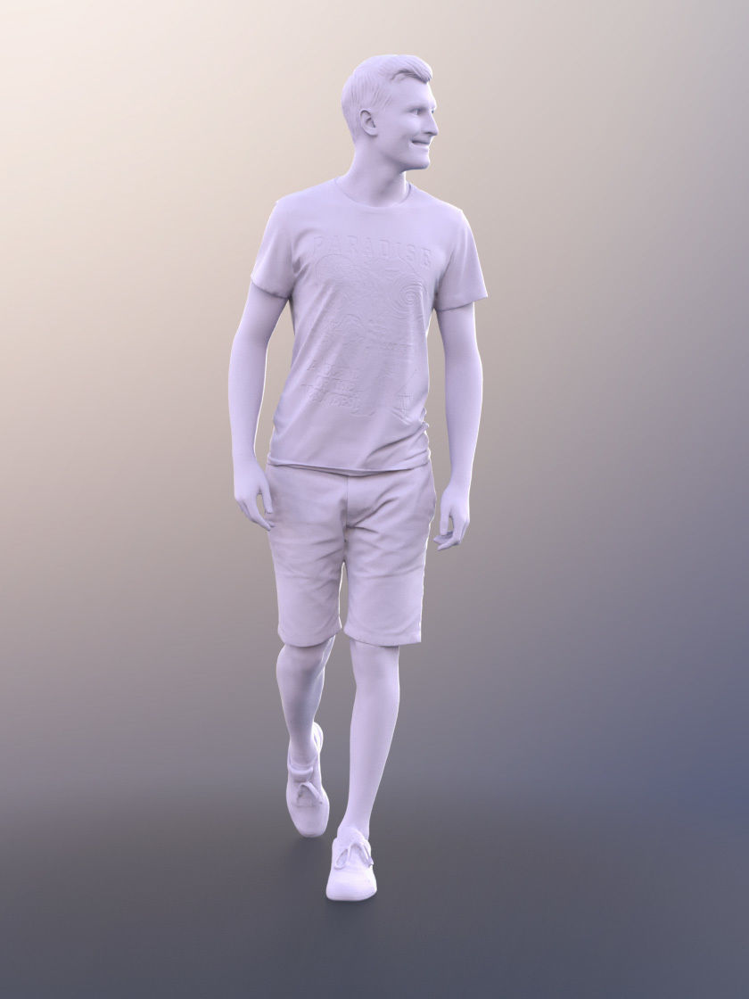 Justin 10260 - Young Man In Summer Outfit Walking 3D model_5