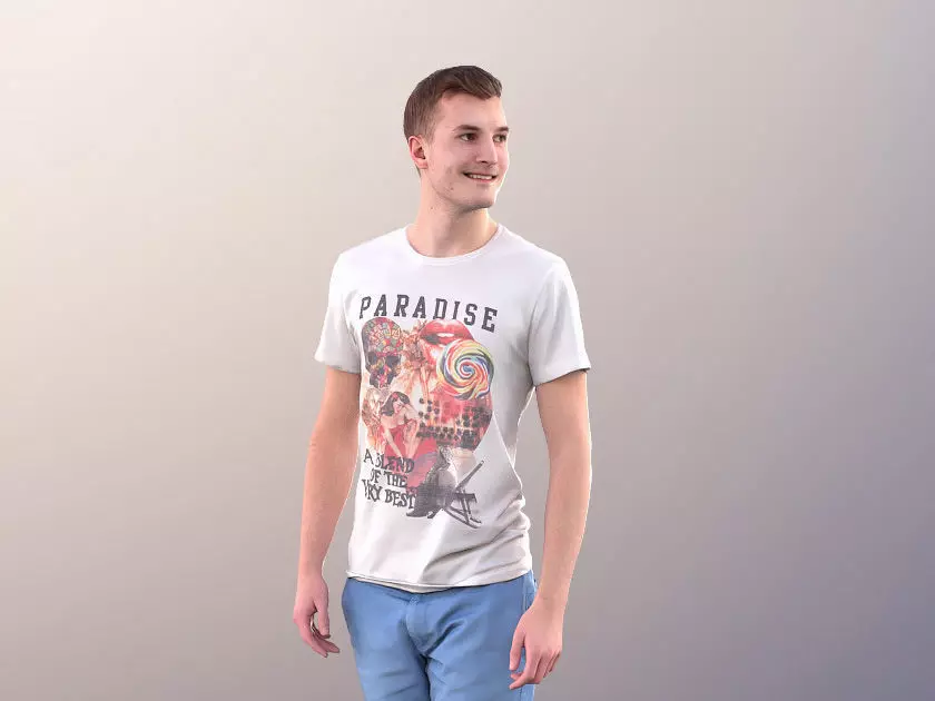 Justin 10260 - Young Man In Summer Outfit Walking 3D model_0