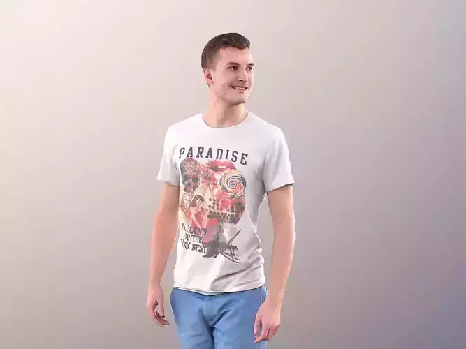 Justin 10260 - Young Man In Summer Outfit Walking 3D model