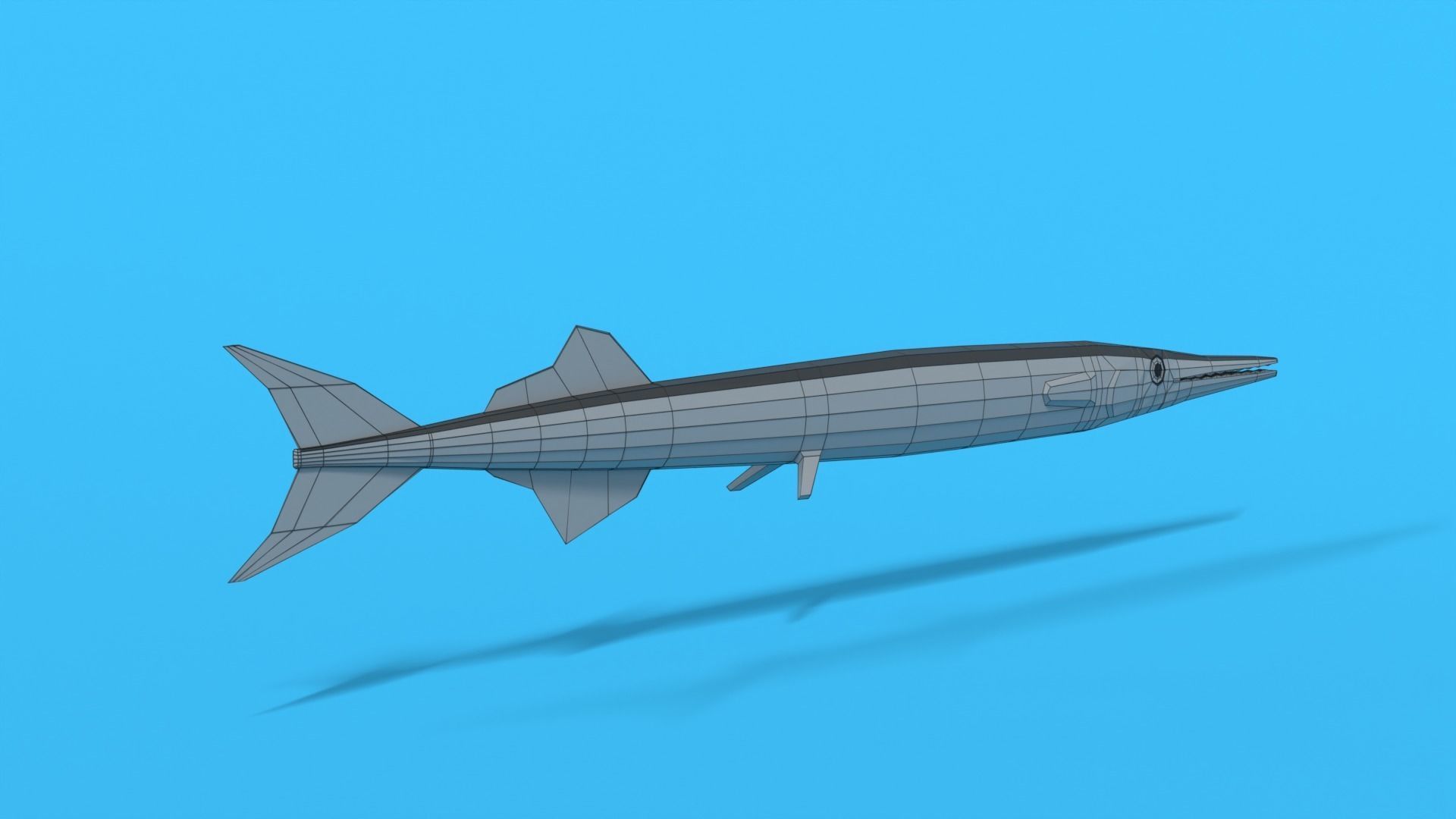 Low Poly Cartoon Garfish Low-poly 3D model_13