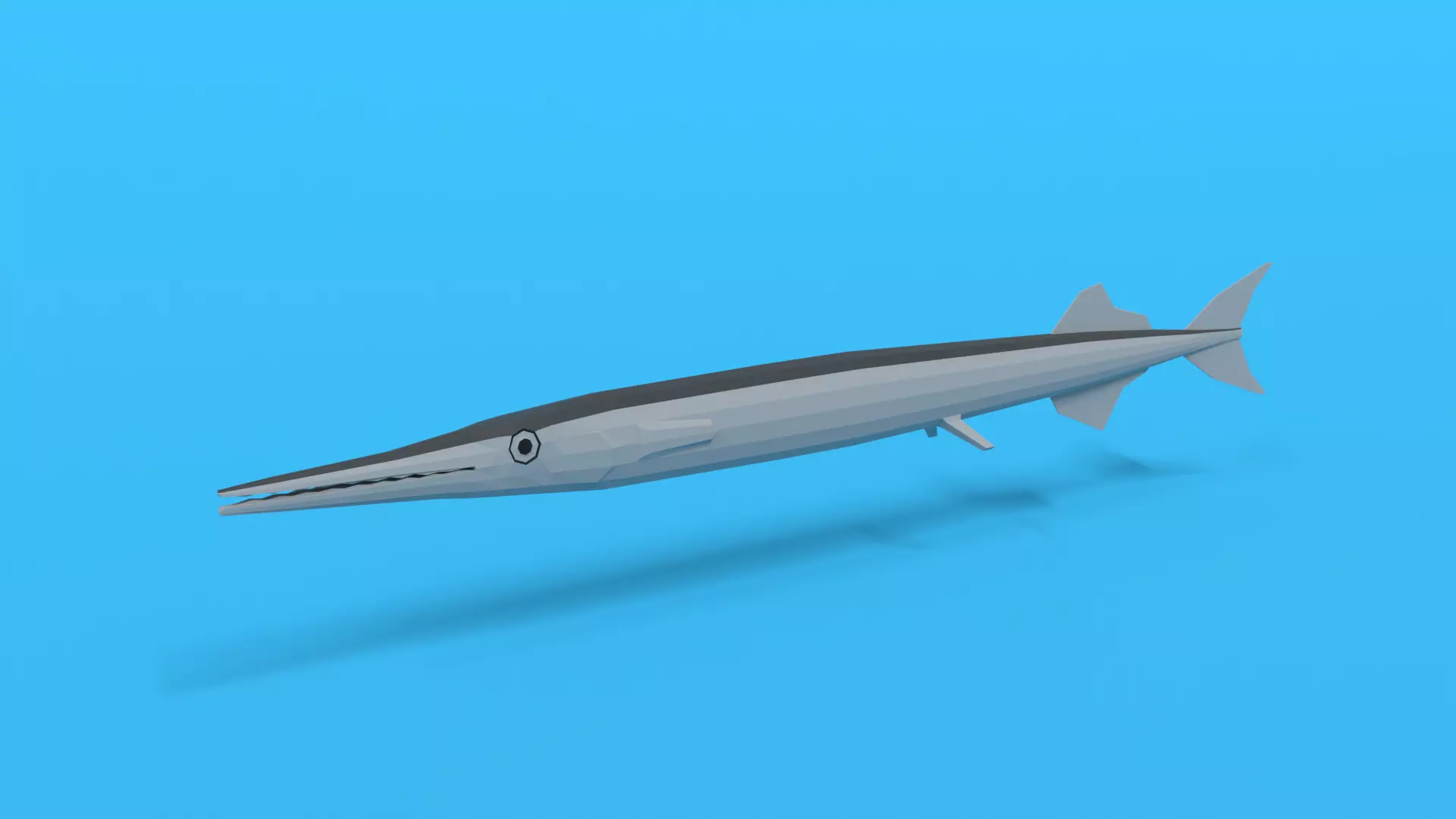 Low Poly Cartoon Garfish Low-poly 3D model_0