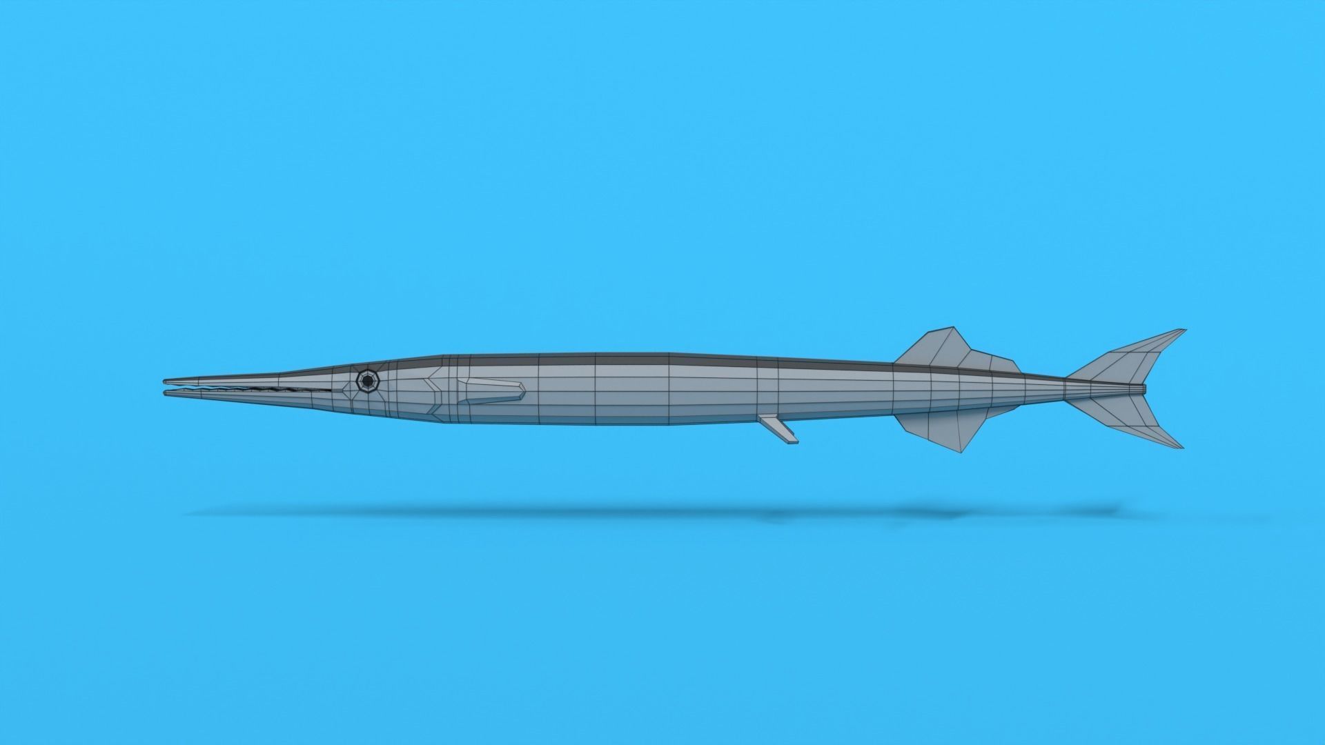 Low Poly Cartoon Garfish Low-poly 3D model_10