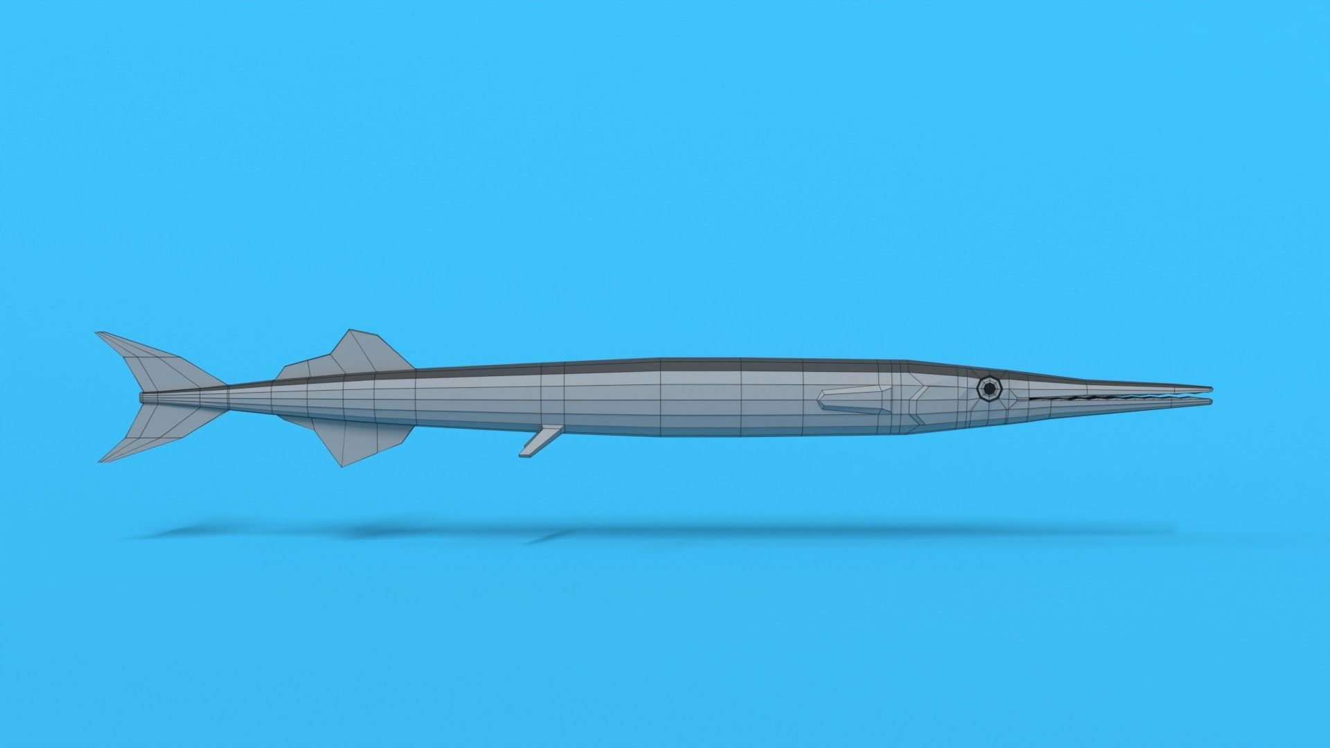 Low Poly Cartoon Garfish Low-poly 3D model_14
