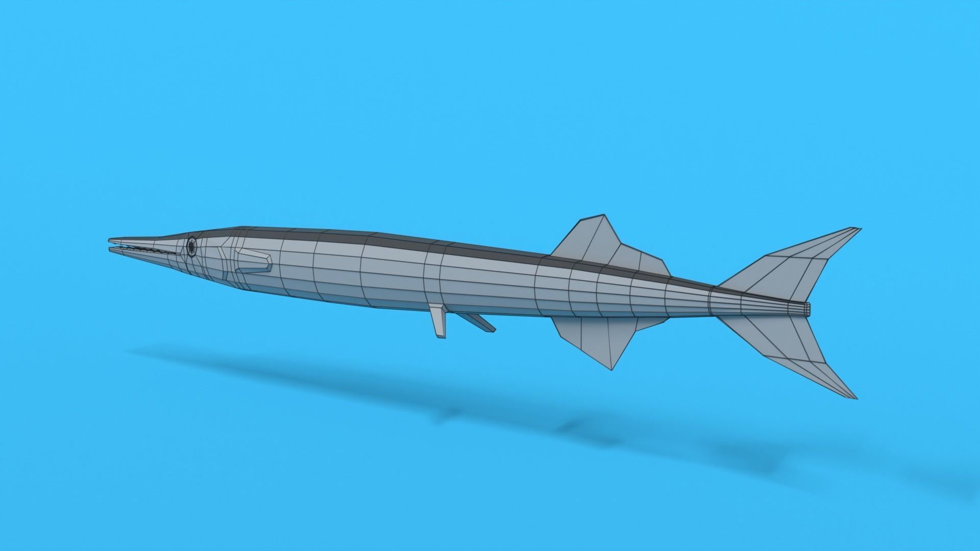 Low Poly Cartoon Garfish Low-poly 3D model_11