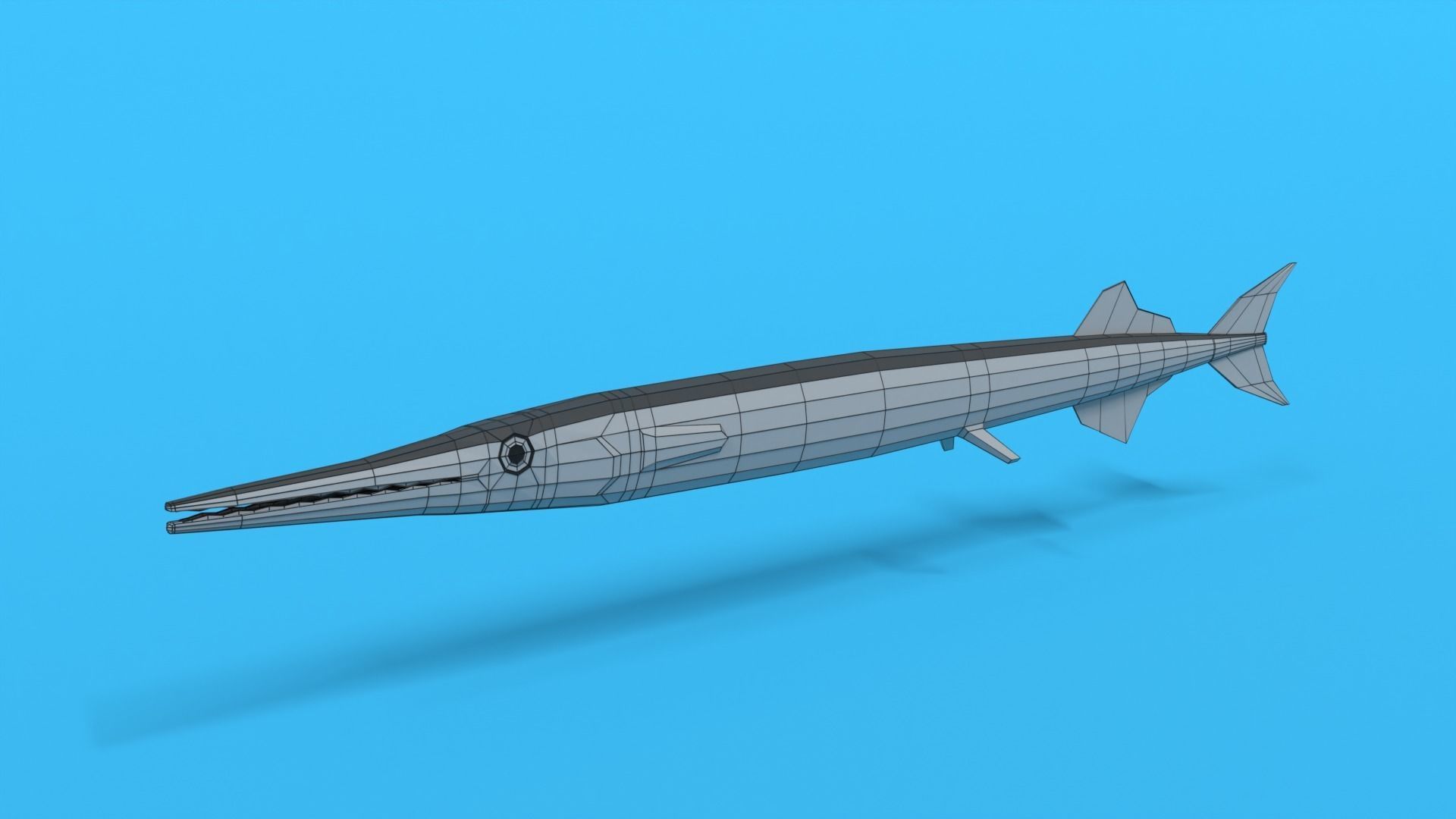 Low Poly Cartoon Garfish Low-poly 3D model_9
