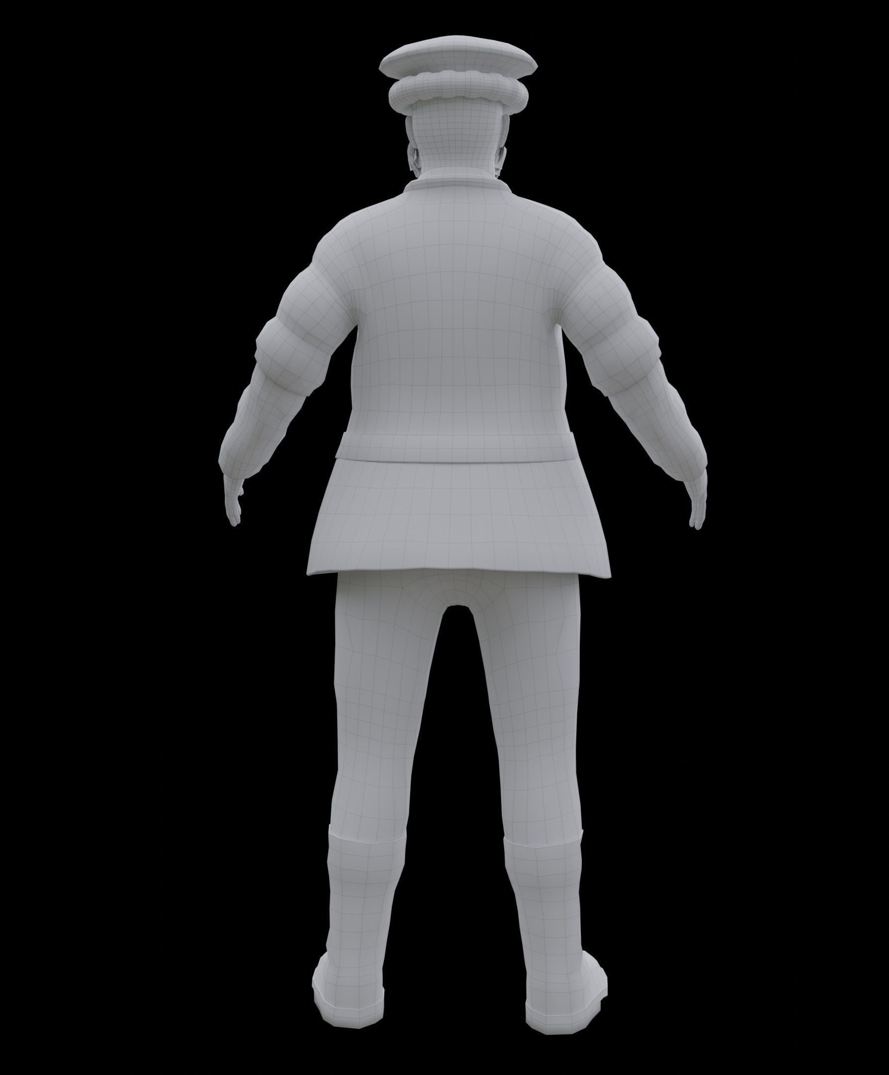 Medieval Old man Low-poly 3D model_25