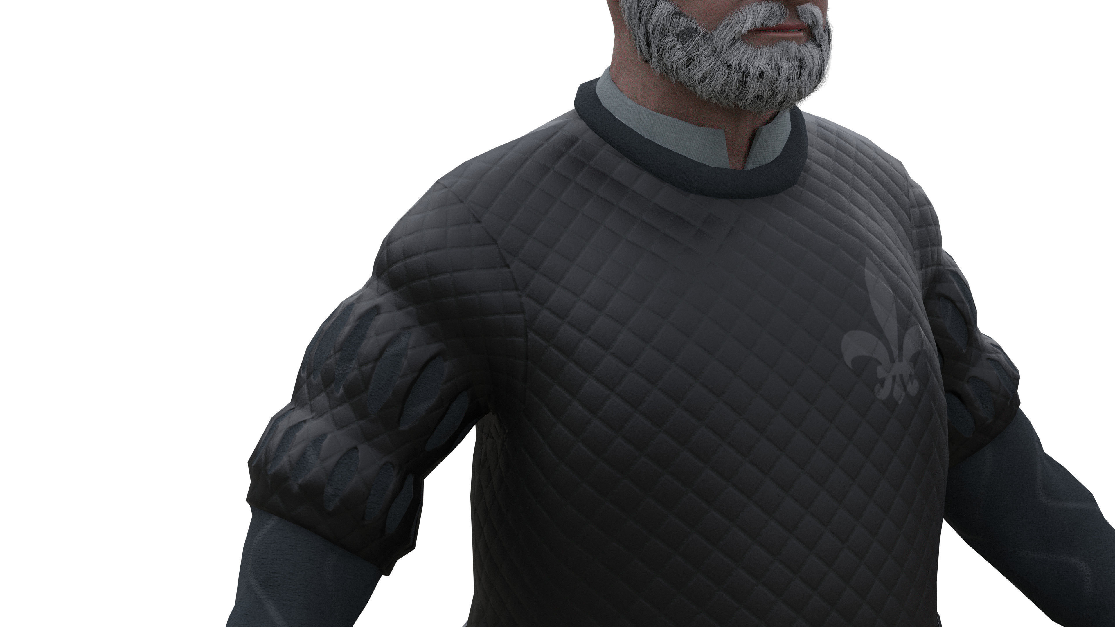 Medieval Old man Low-poly 3D model_7