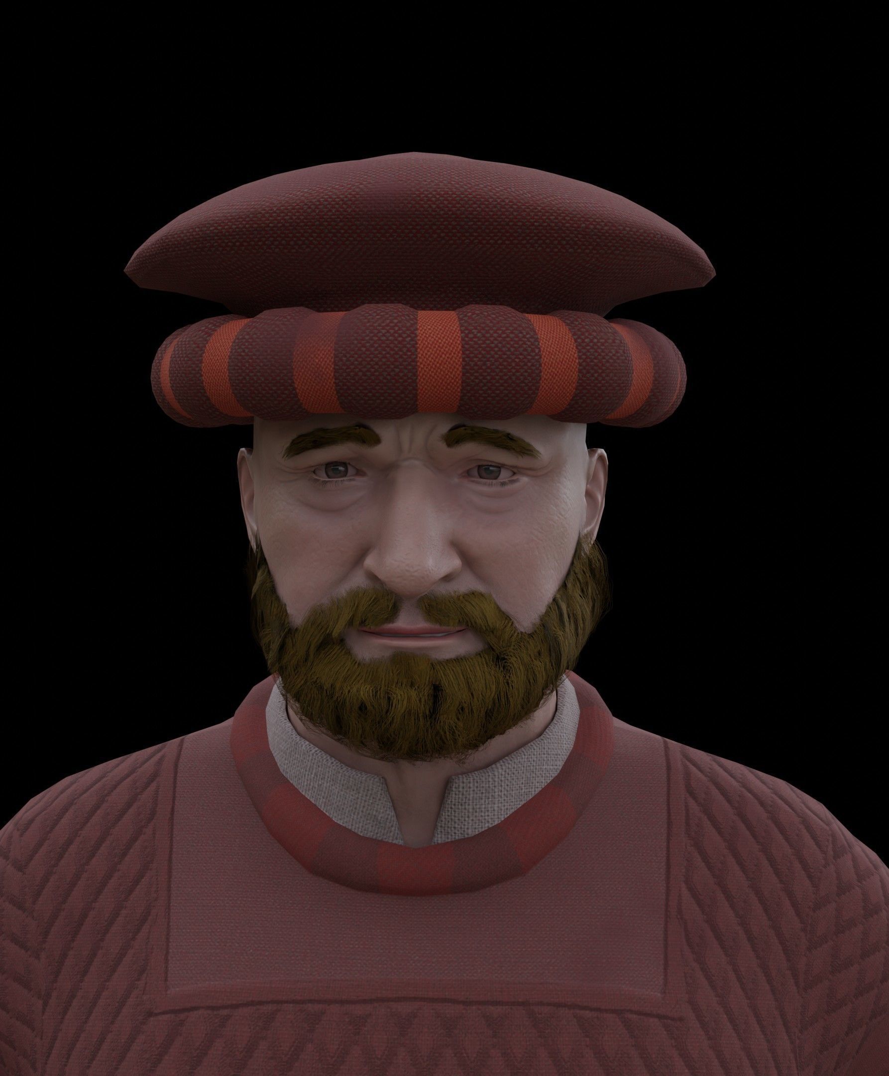 Medieval Old man Low-poly 3D model_31