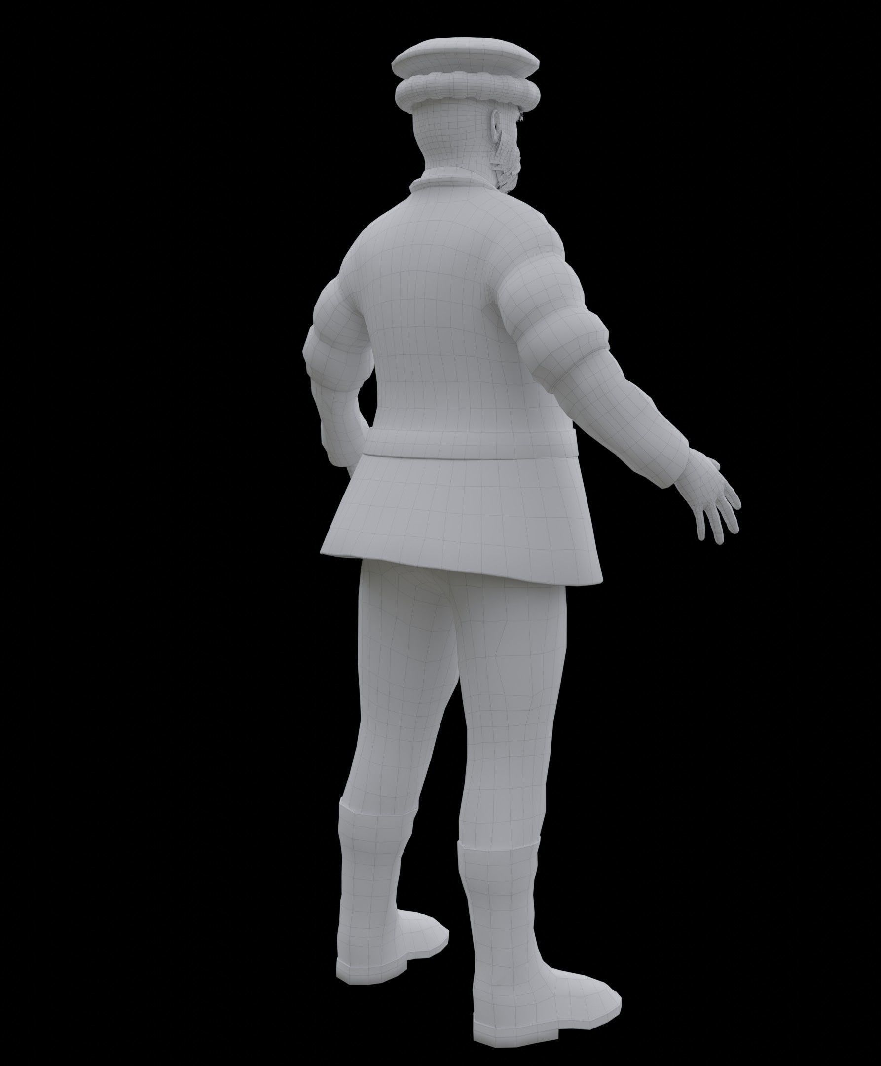 Medieval Old man Low-poly 3D model_26