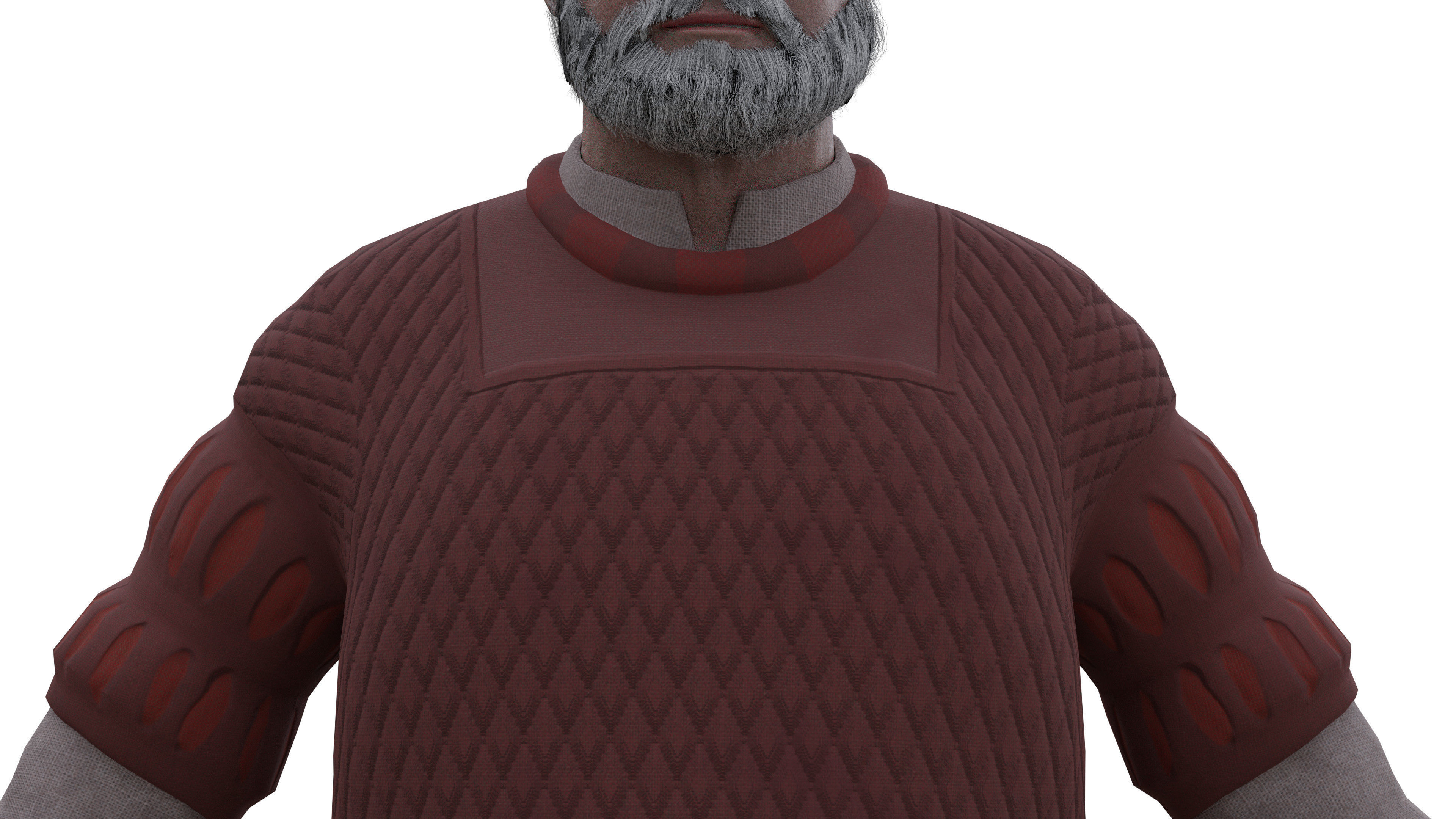 Medieval Old man Low-poly 3D model_13