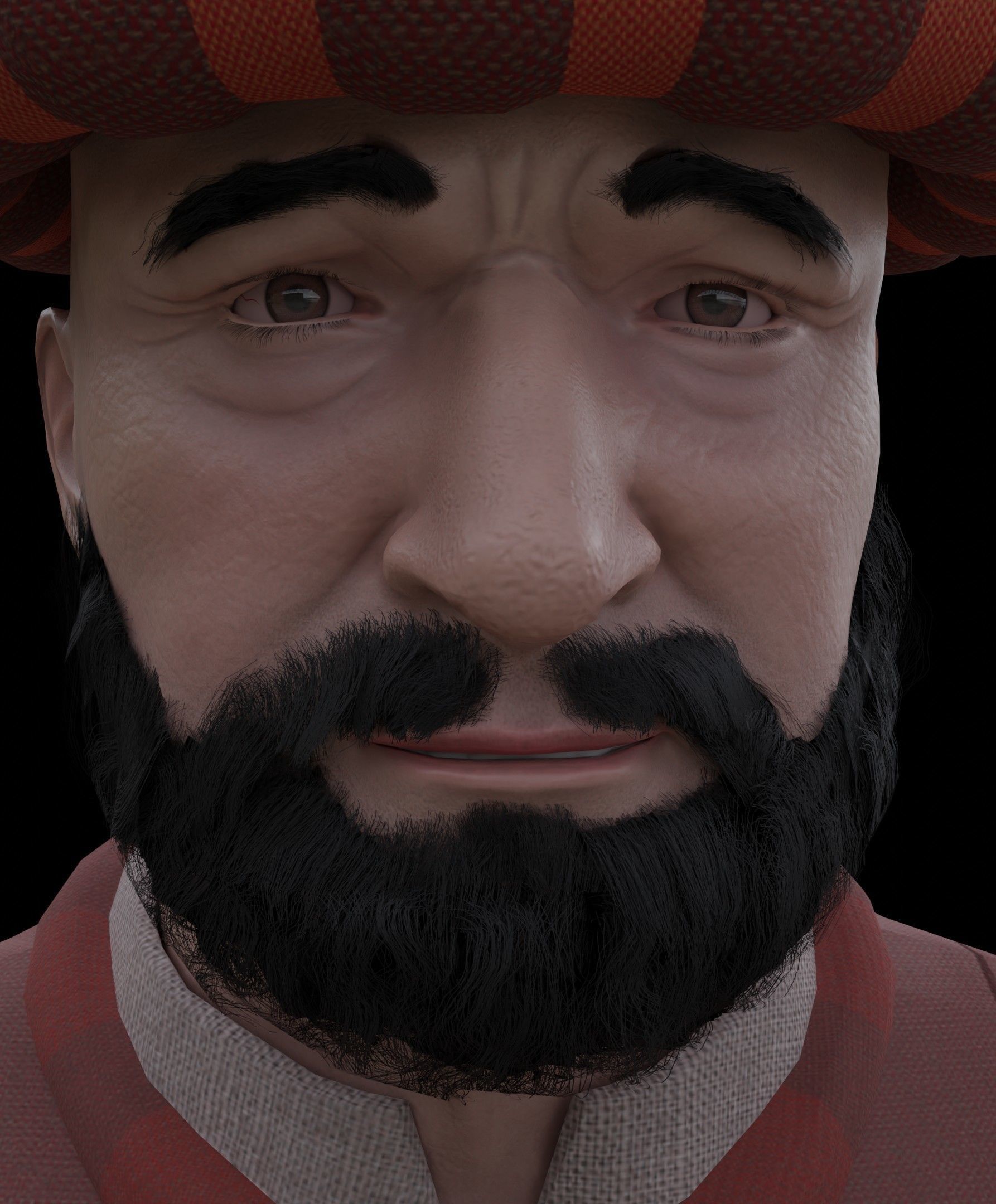 Medieval Old man Low-poly 3D model_29