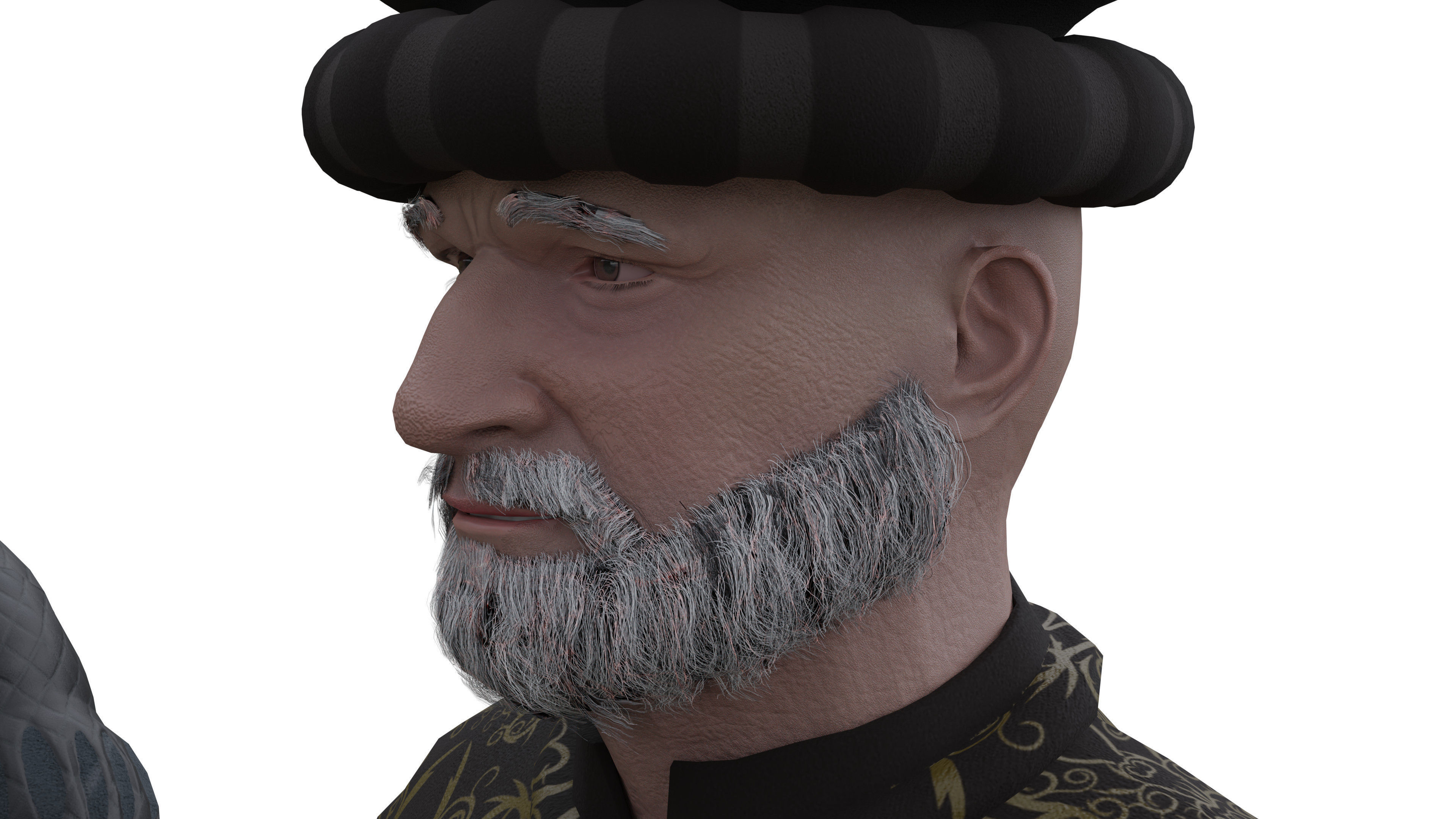 Medieval Old man Low-poly 3D model_15