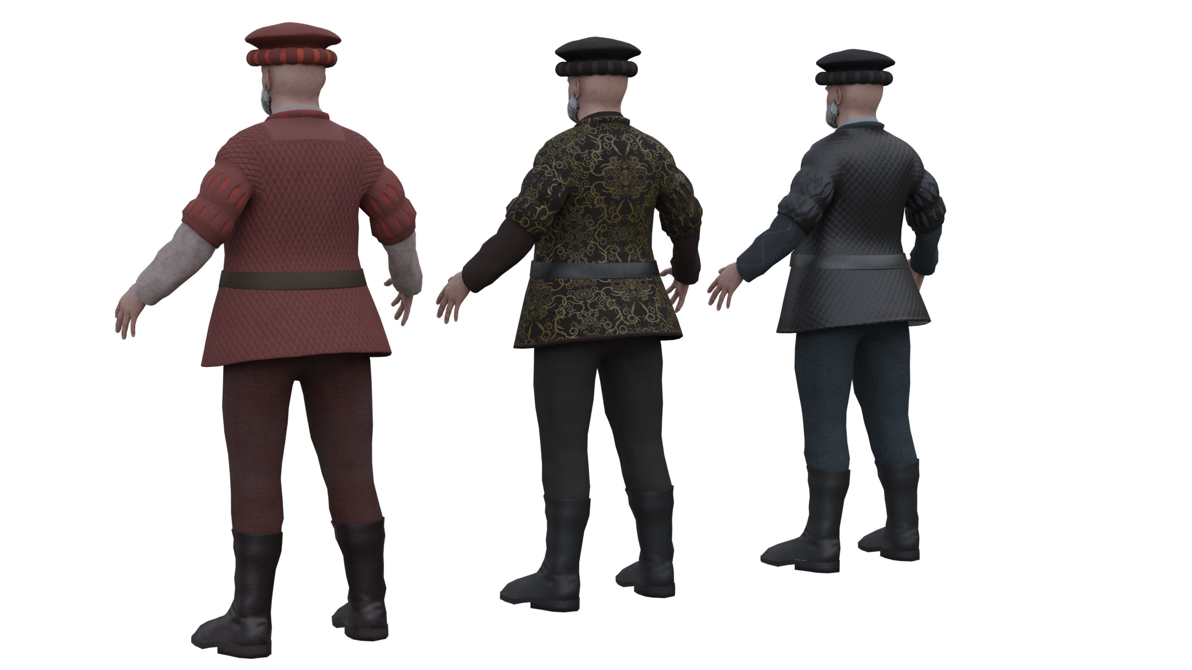 Medieval Old man Low-poly 3D model_2
