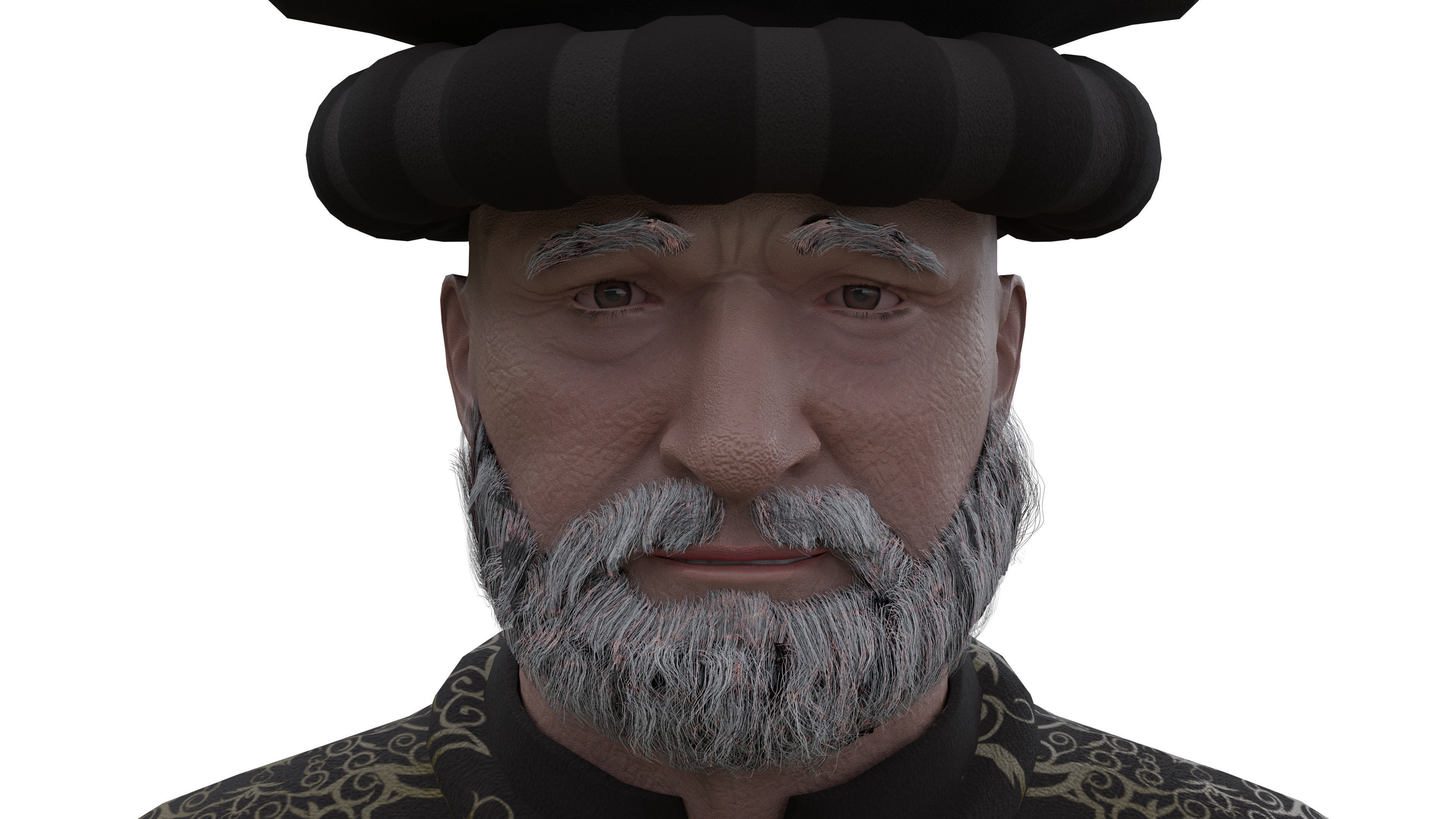 Medieval Old man Low-poly 3D model_14