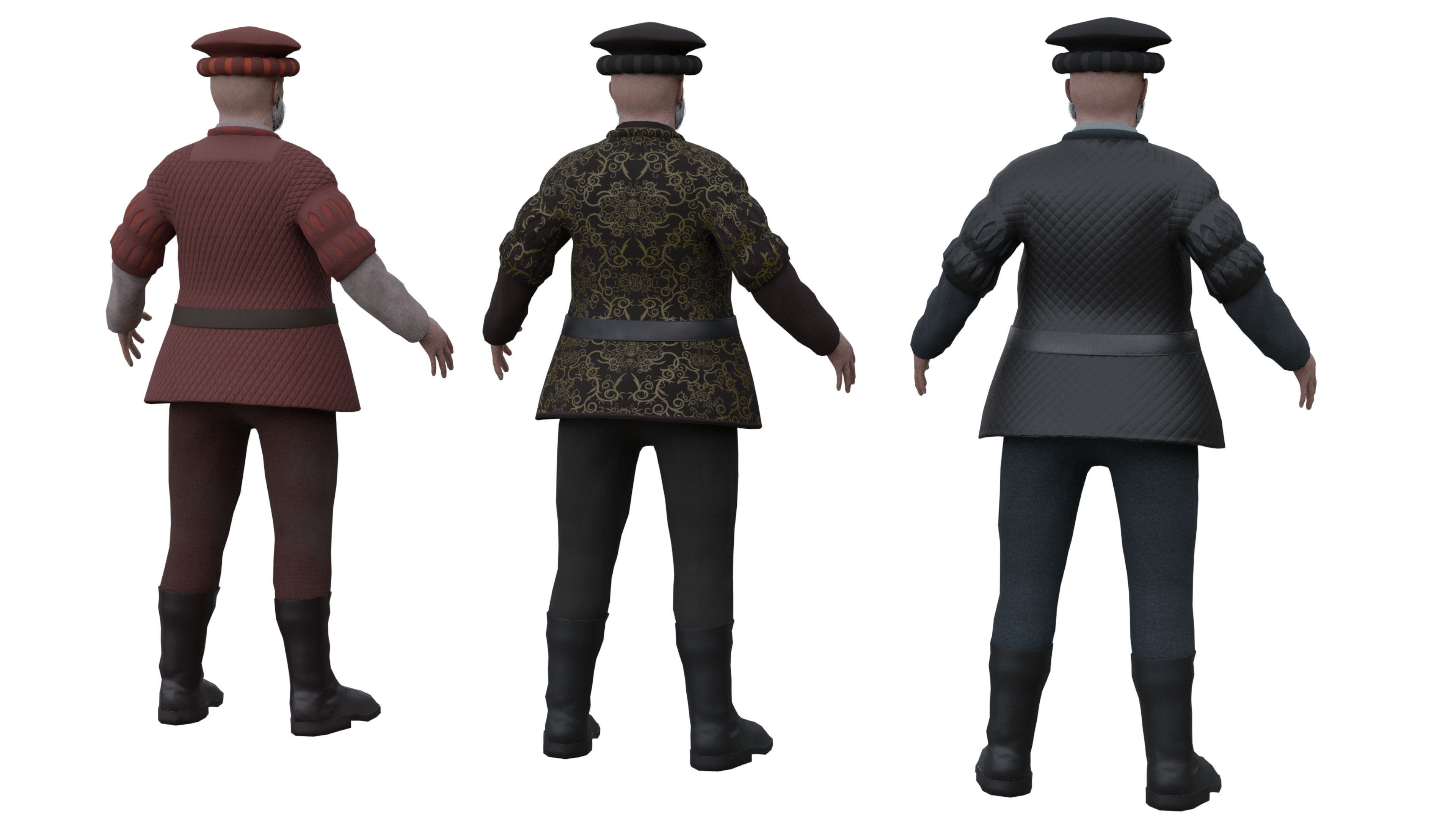 Medieval Old man Low-poly 3D model_3