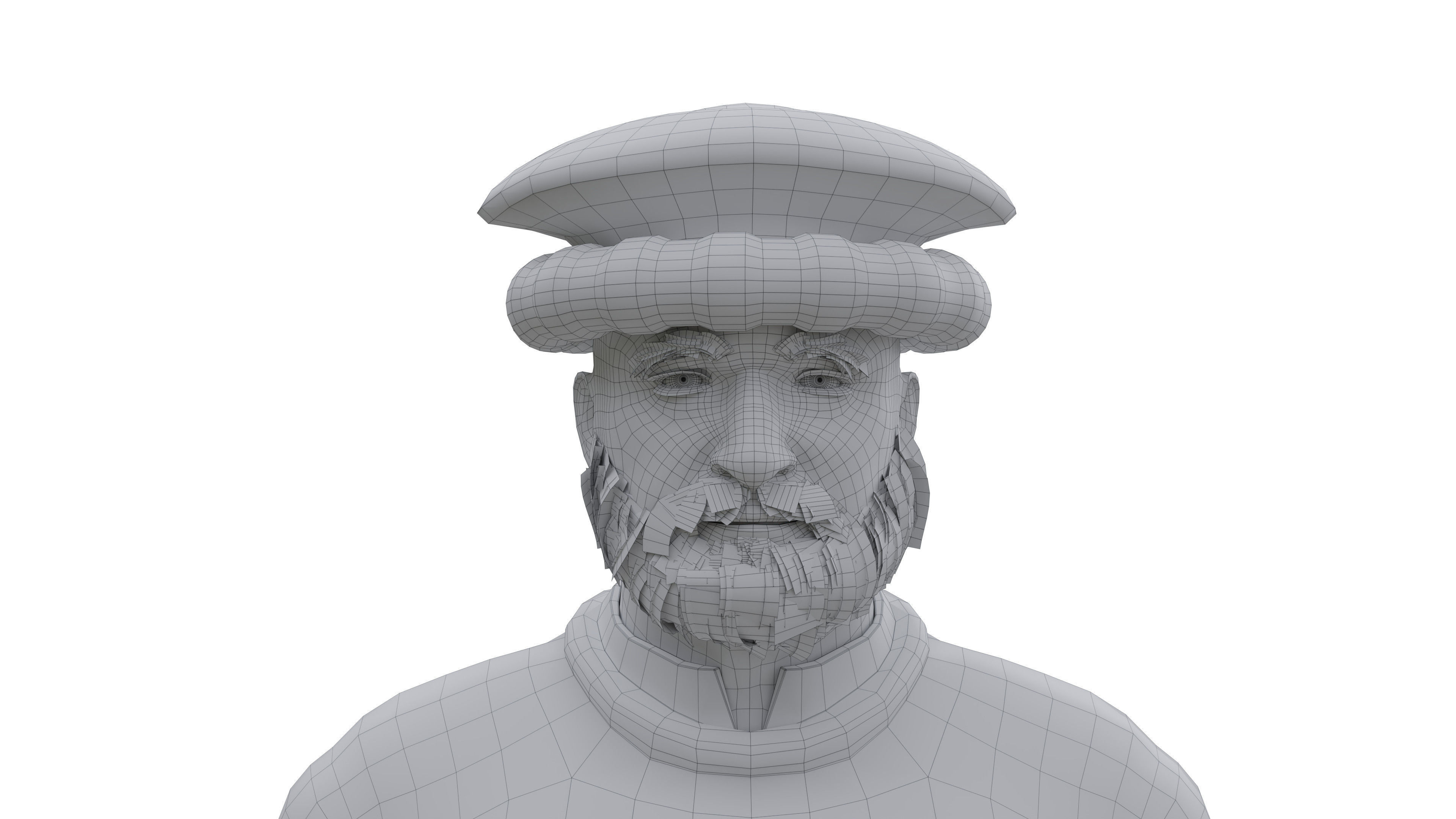 Medieval Old man Low-poly 3D model_19