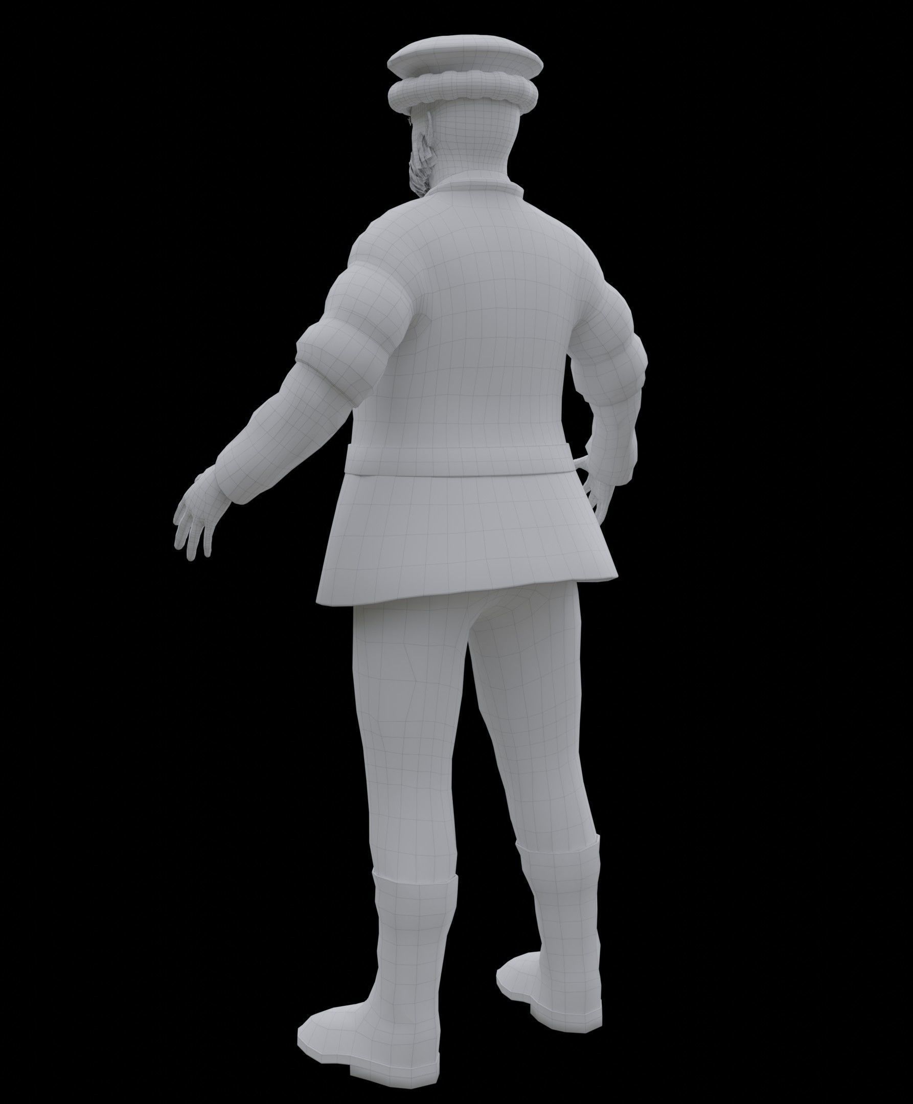 Medieval Old man Low-poly 3D model_24