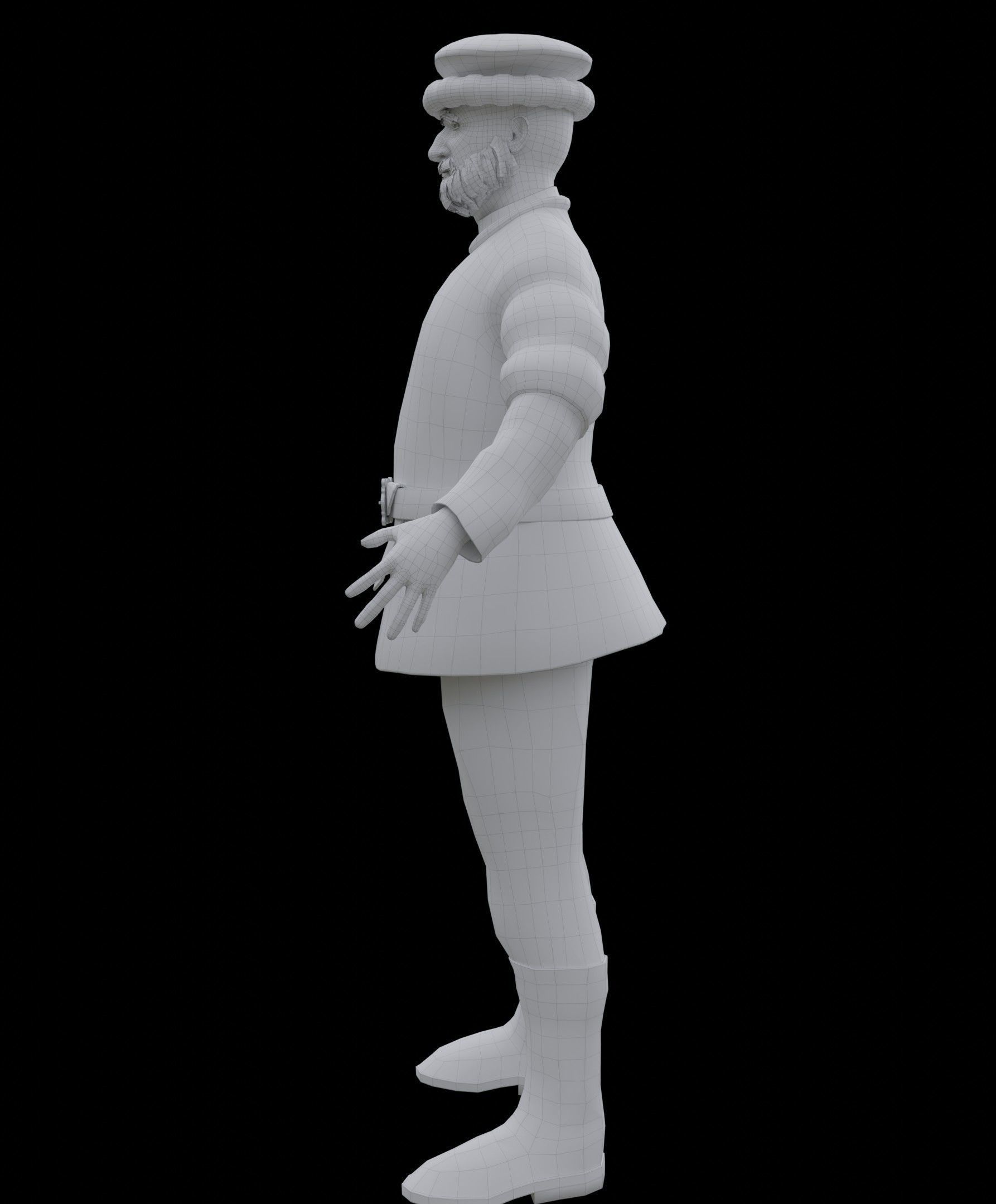 Medieval Old man Low-poly 3D model_23