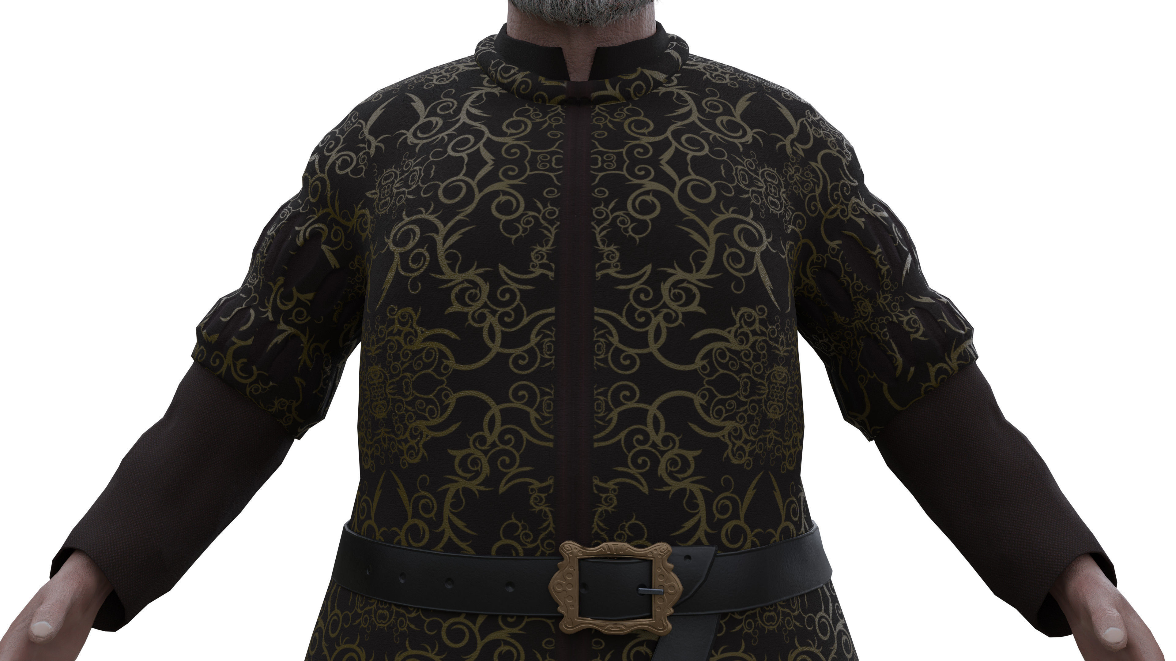 Medieval Old man Low-poly 3D model_17