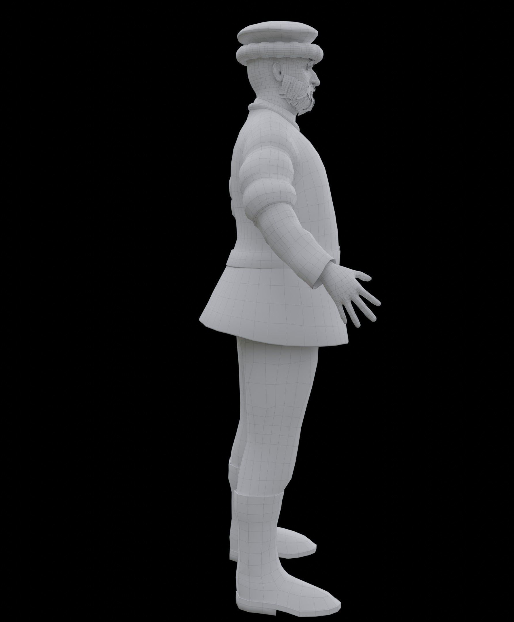 Medieval Old man Low-poly 3D model_27