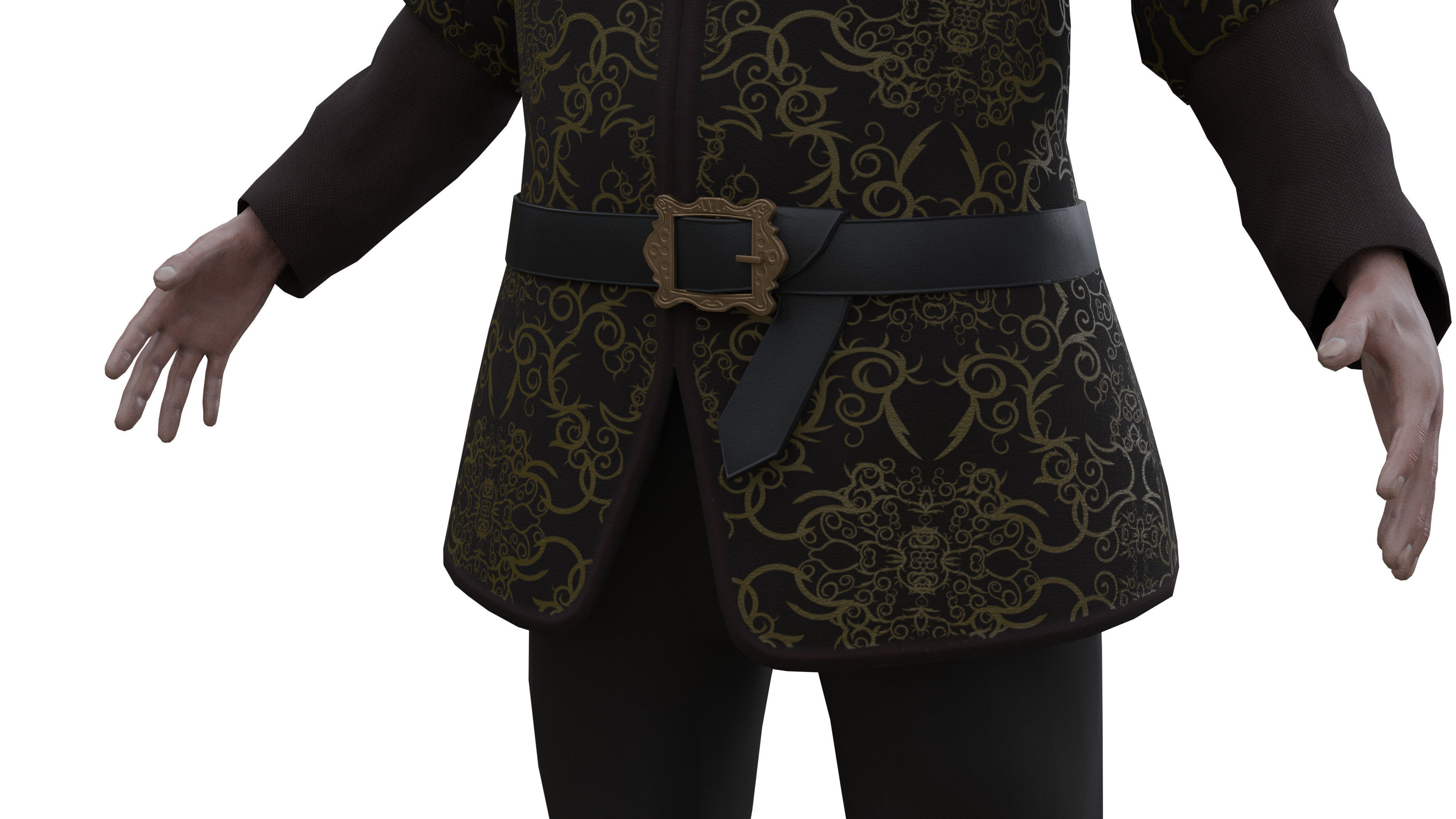 Medieval Old man Low-poly 3D model_12