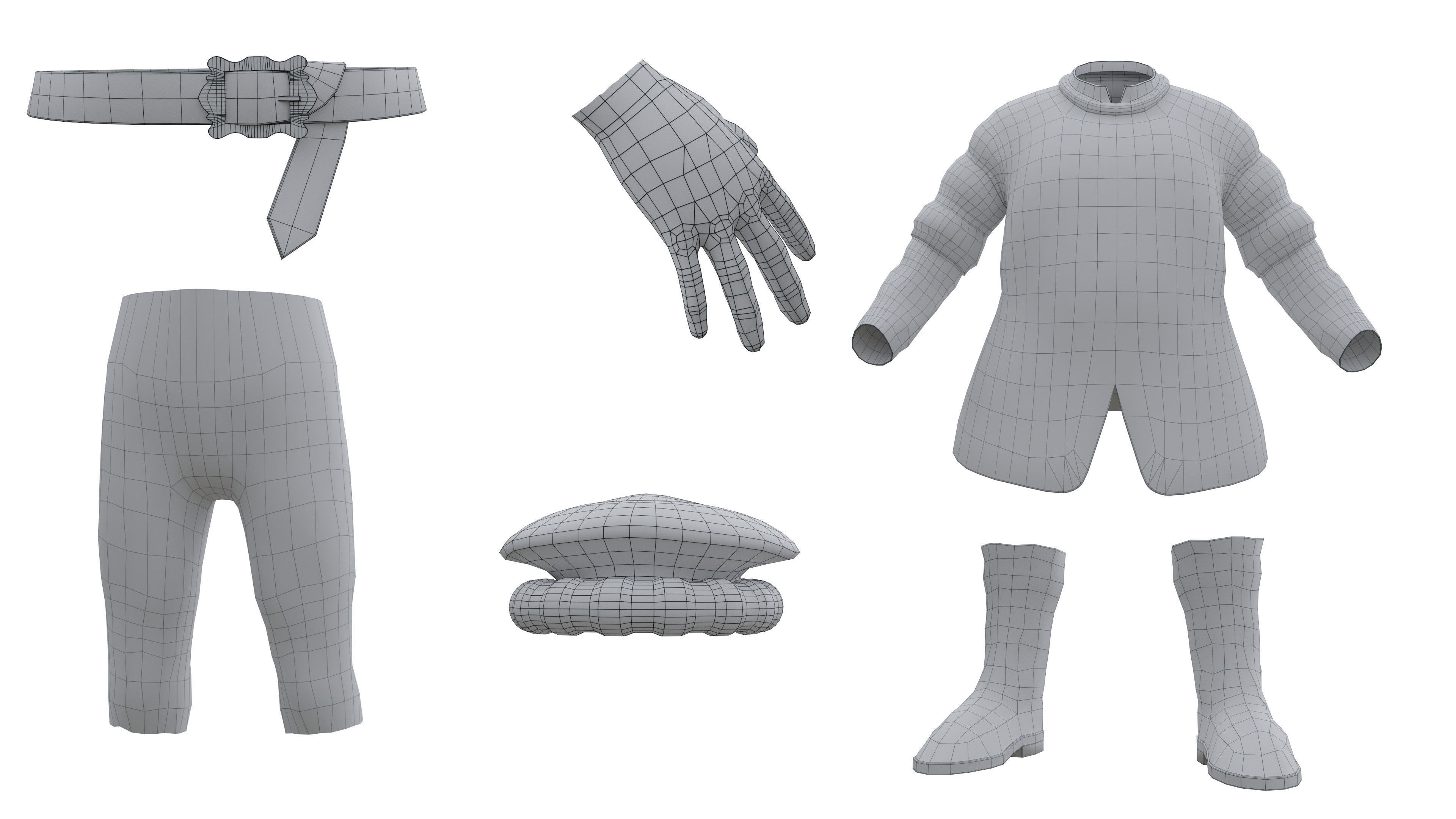 Medieval Old man Low-poly 3D model_18