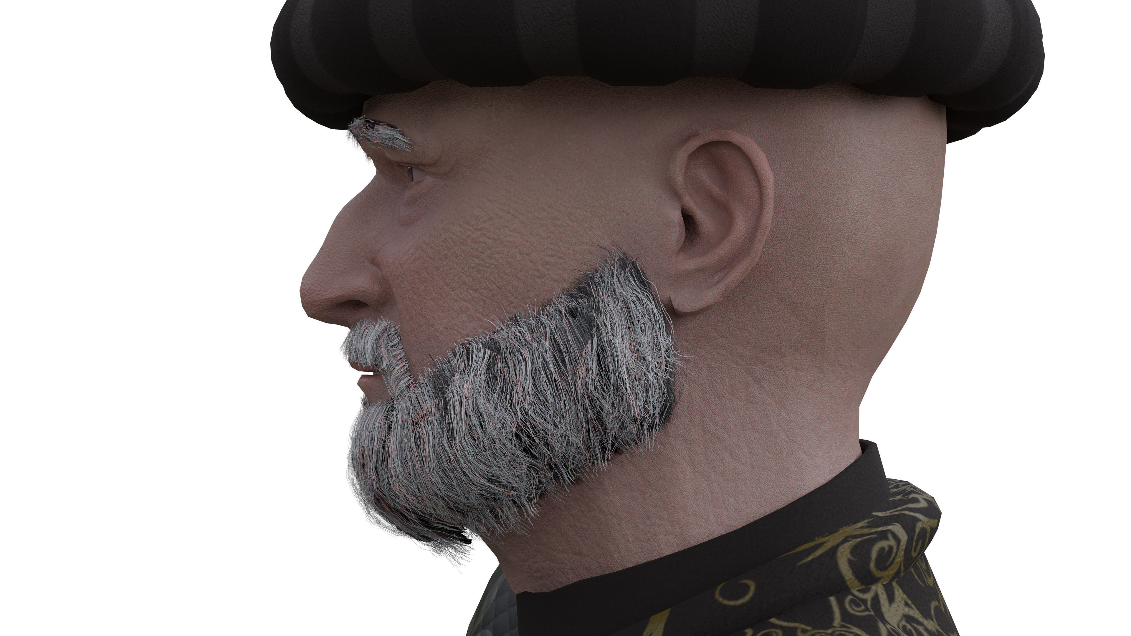 Medieval Old man Low-poly 3D model_16